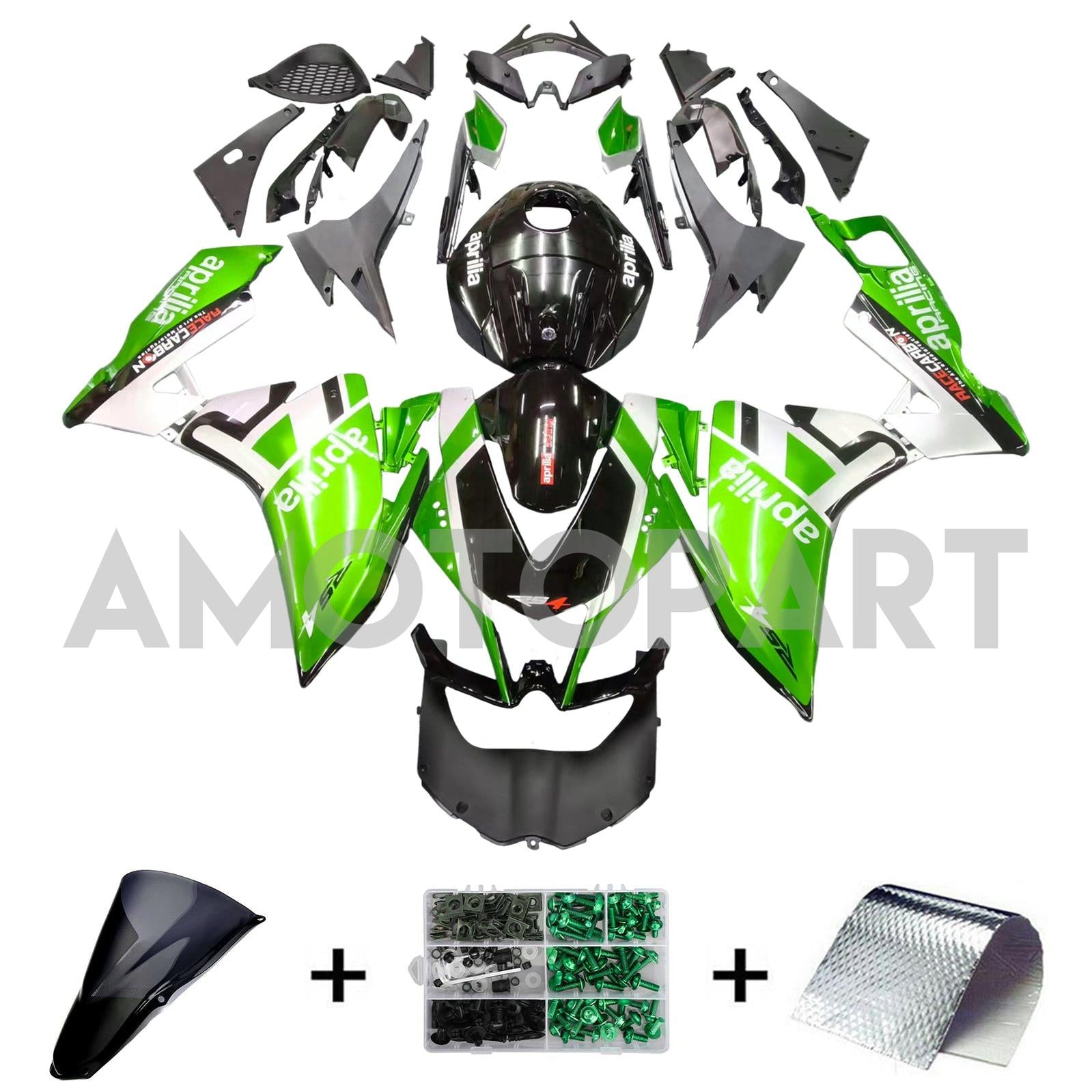 AMOTOPART 2012-2016 APRILIA RS4 RS125 RS50 GRÖN & Black Fairing Kit