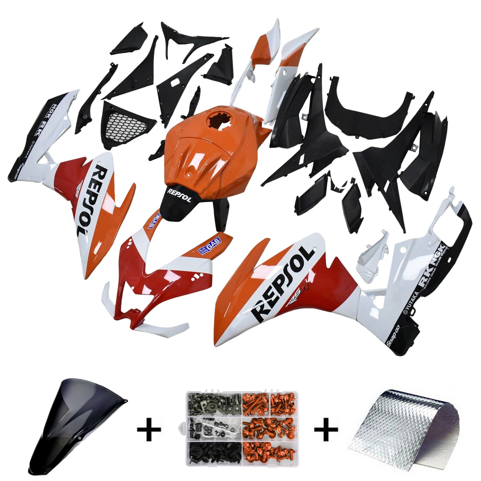 Amotopart 2012-2016 RS4 125 50 Aprilia Red & Orange Repjol Fairing Kit