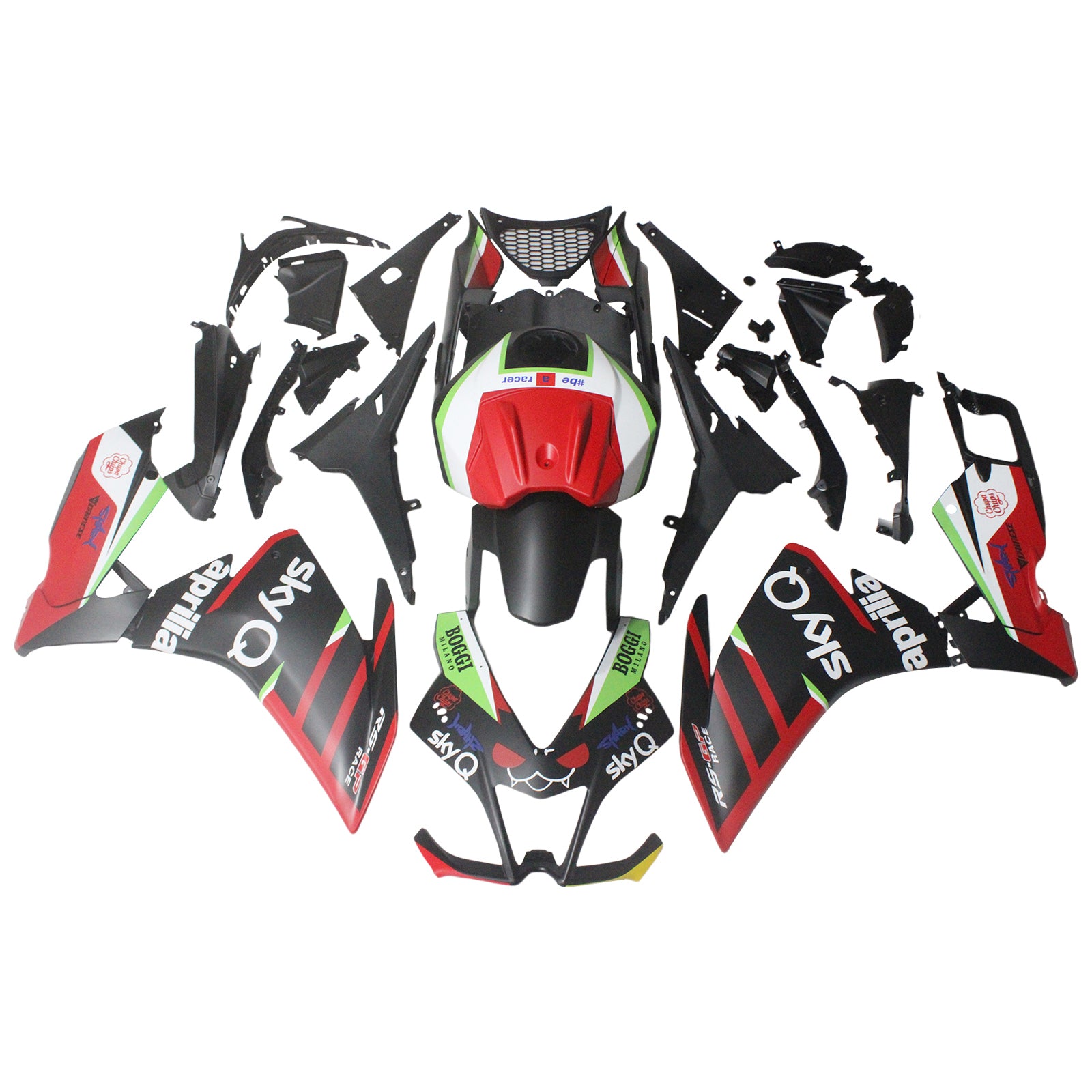 Kit carena Amotopart 2012-2016 RS4 125 50 Aprilia Red&Green Style2