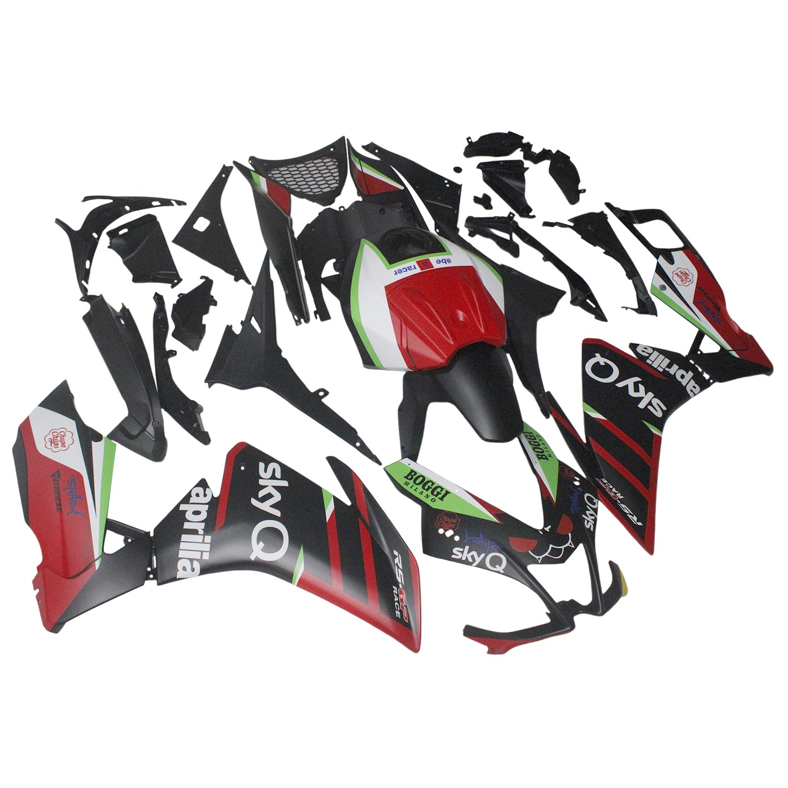 Amotopart 2012-2016 RS4 125 50 Aprillia Red & Green Style2 Zestaw owiewki