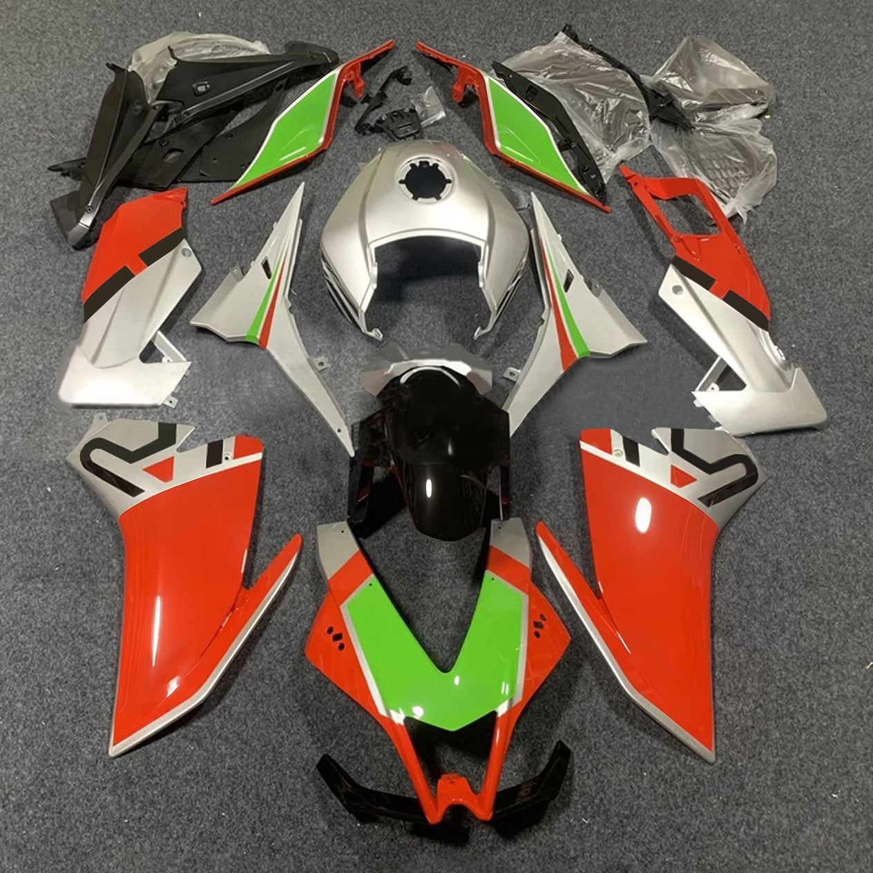 Amotopart 2012-2016 Aprilia RS4 125 50 Silver Orange Fairing Kit