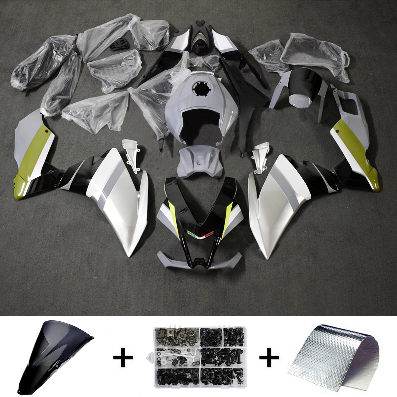 Amotopart 2012–2016 Aprilia RS4/125/50 Grau Weiß Schwarz Verkleidungsset