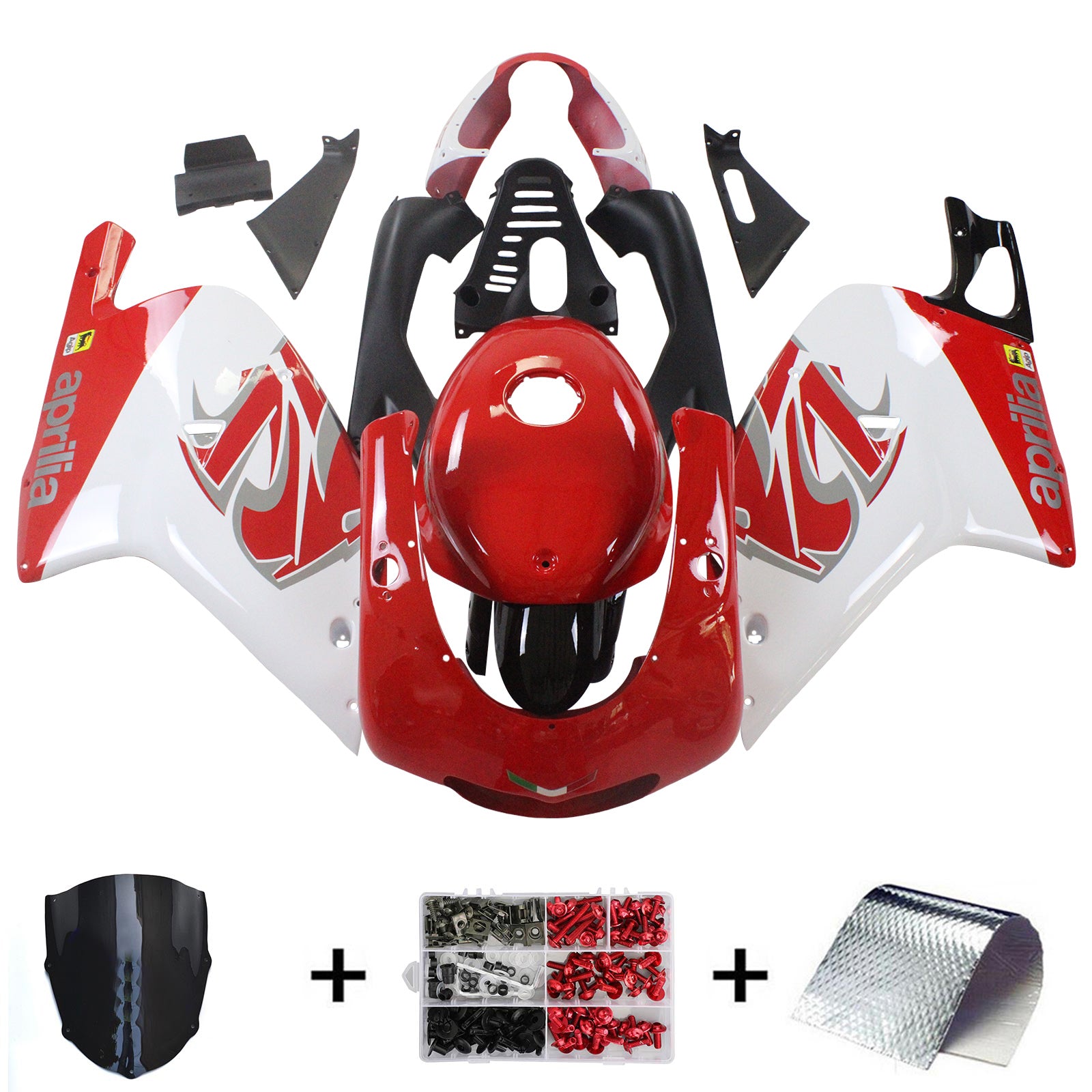 Amotopart 2000-2005 Aprilia RS125 Kit de carénage blanc et rouge