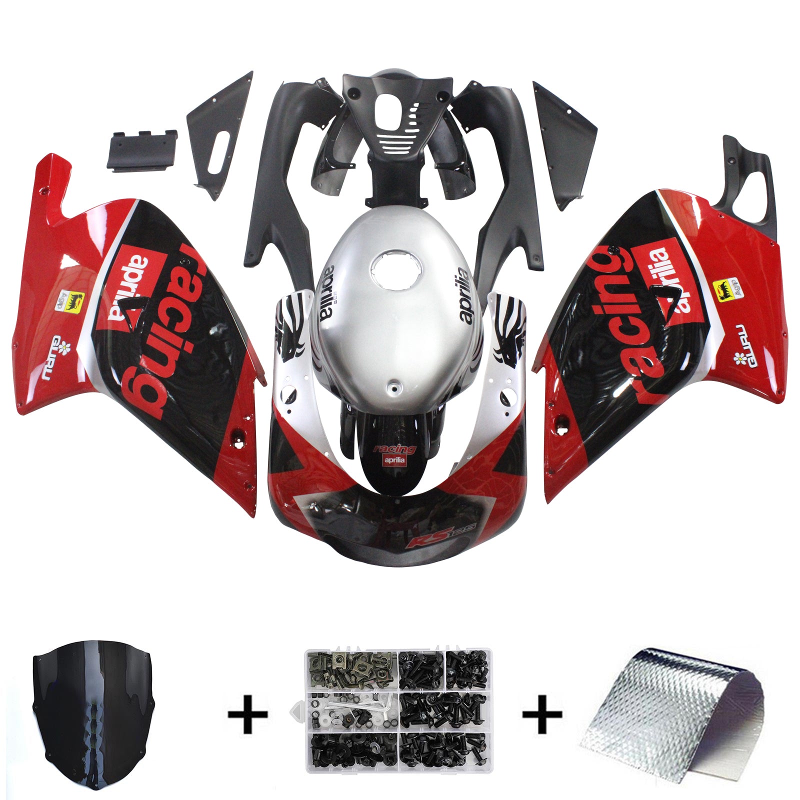 Kit carena Amotopart 2000-2005 Aprilia RS125 rosso e nero