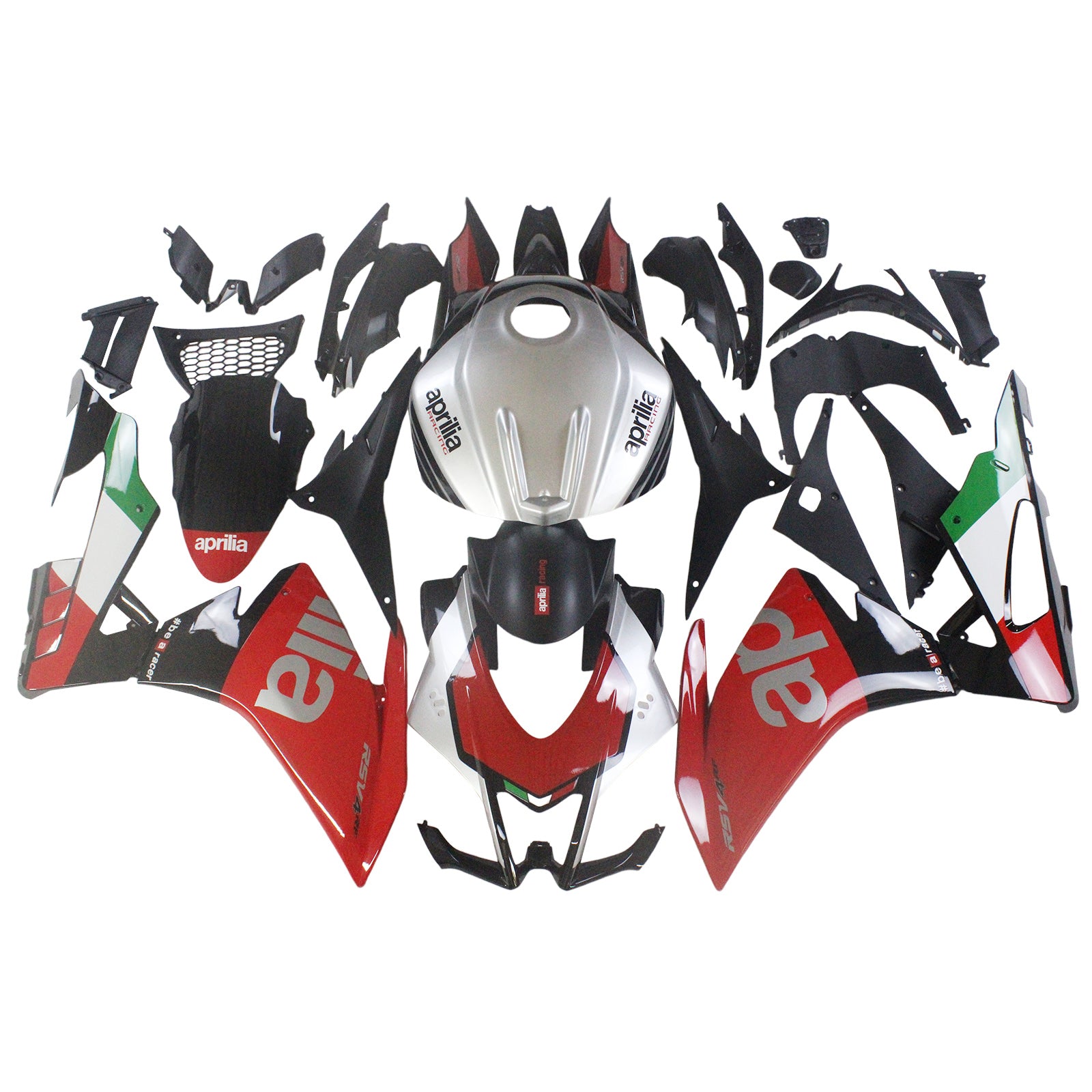 Kit de carenado Amotopart Aprilia 2016-2020 RSV4 1000 rojo y verde Style2