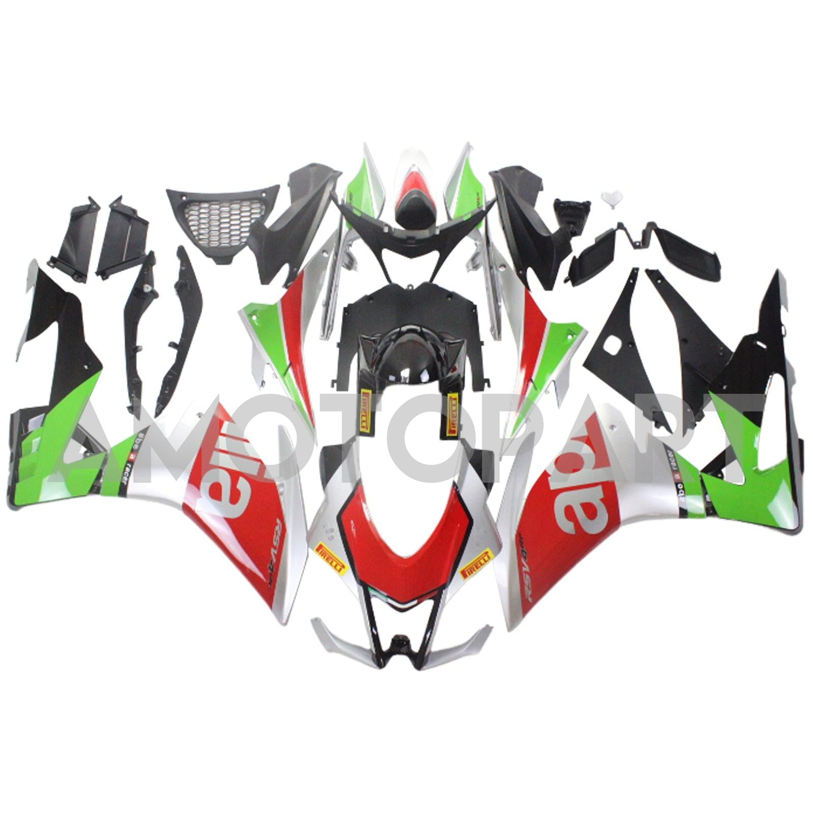 Amotopart Aprilia 2016-2020 RSV4 1000 Red&Green Style1 Fairing Kit