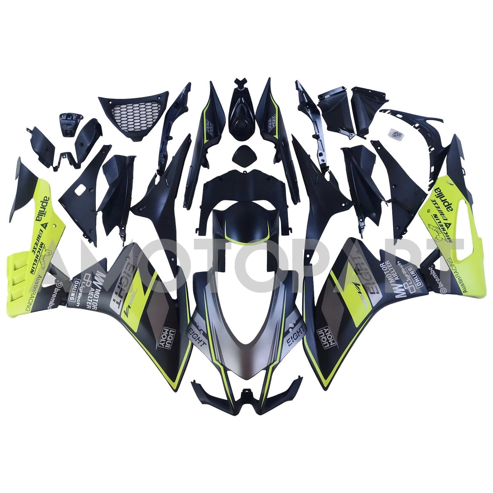 Amotopart Aprilia 2016-2020 RSV4 1000 Yellow&Black Fairing Kit