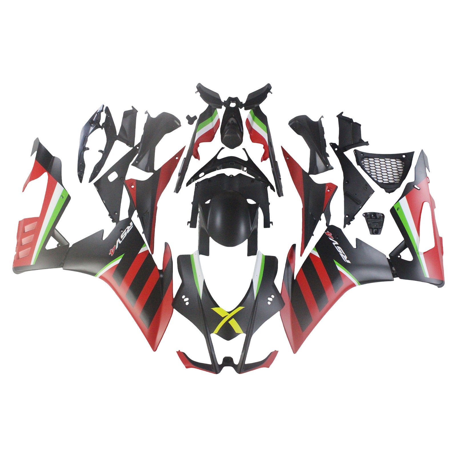 Amotopart Aprilia 2016-2020 RSV4 1000 レッド & グリーン スタイル 8 フェアリングキット