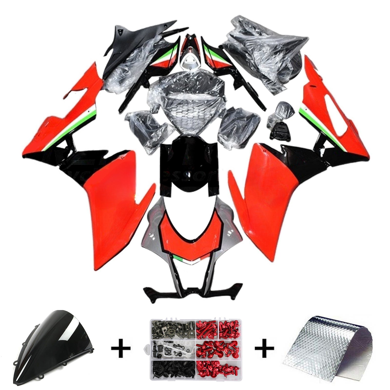 Amotopart Aprilia 2016-2020 RSV4 1000 Red&Green Style11 Fairing Kit