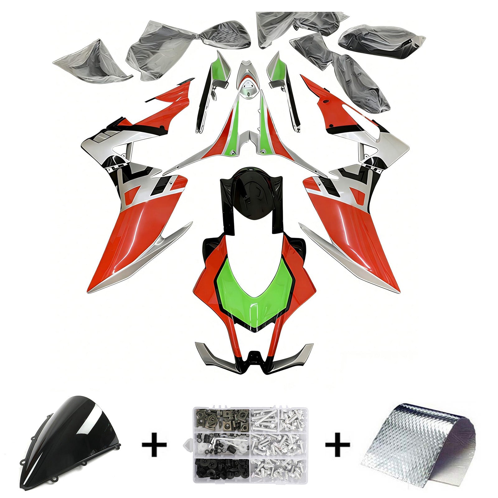 Amotopart Aprilia 2016-2020 RSV4 1000 Red & Green Style 6 Fairing Kit