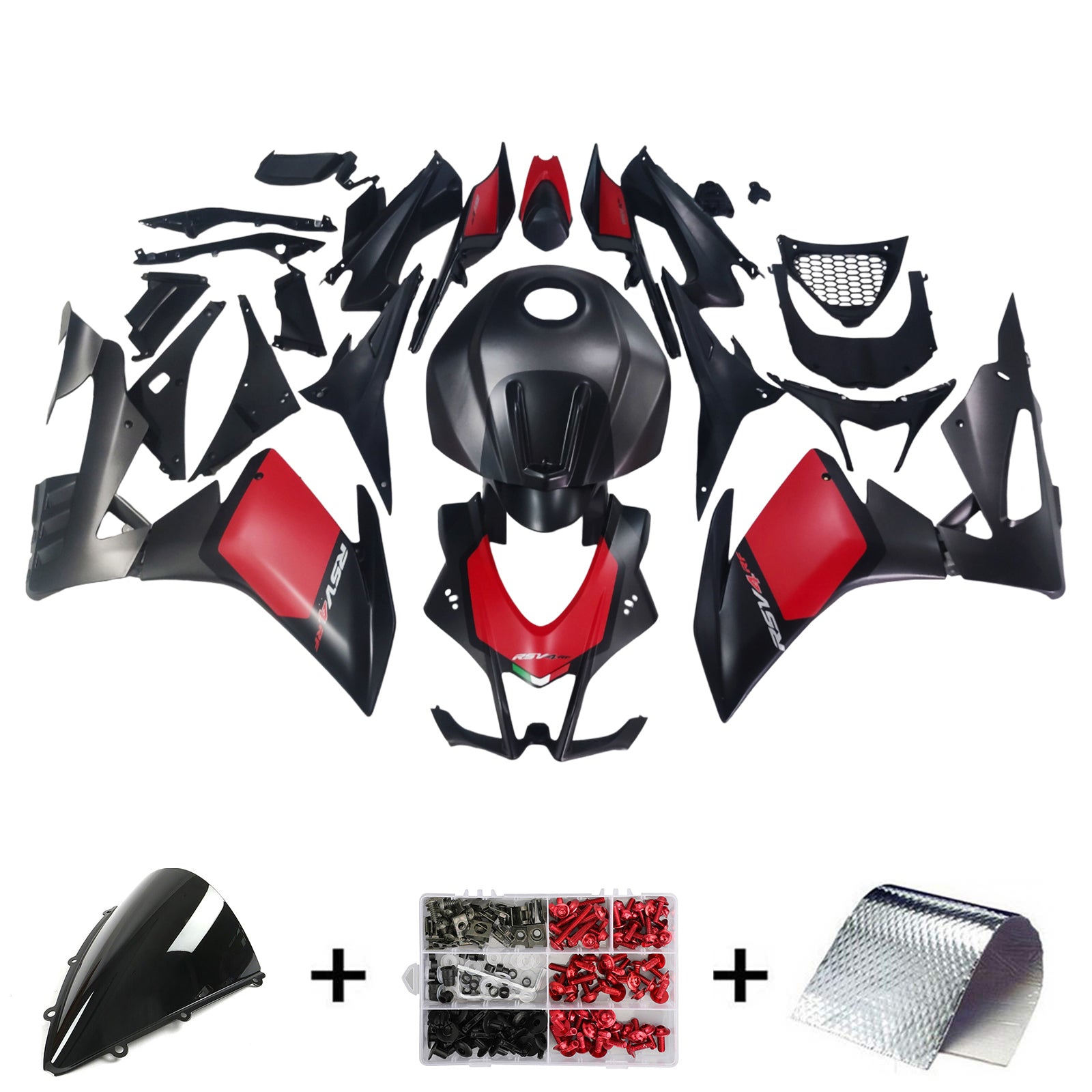 Amotopart Aprilia 2016-2020 RSV4 1000 Matte Red & Black Style 1 Fairing Kit