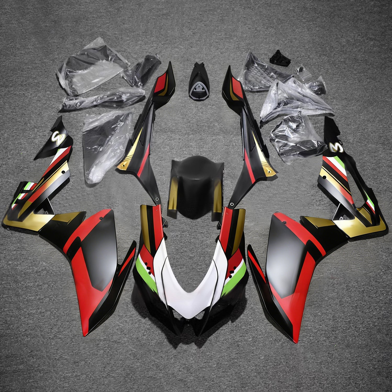 Amotopart 2016-2020 Aprilia RSV4 1000 Black Red Fairing Kit