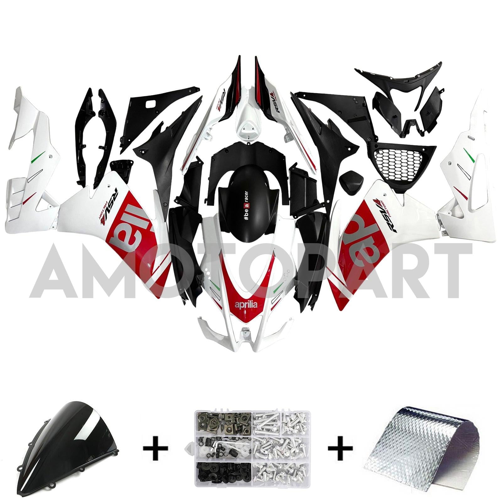 Amotopart 2016-2020 Aprilia RSV4 1000 White Red Fairing Kit