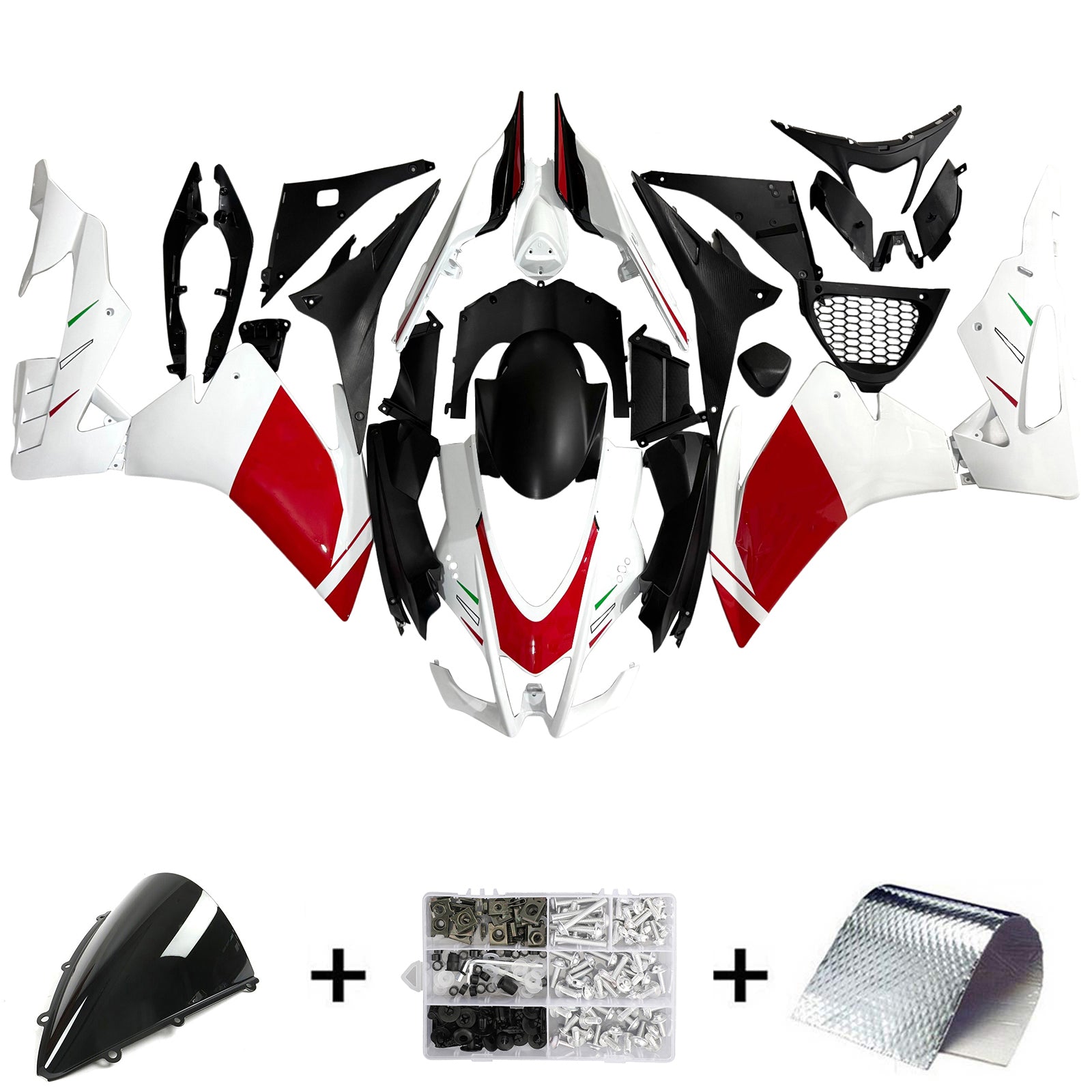 Amotopart 2016-2020 Aprilia RSV4 1000 White Red Fairing Kit