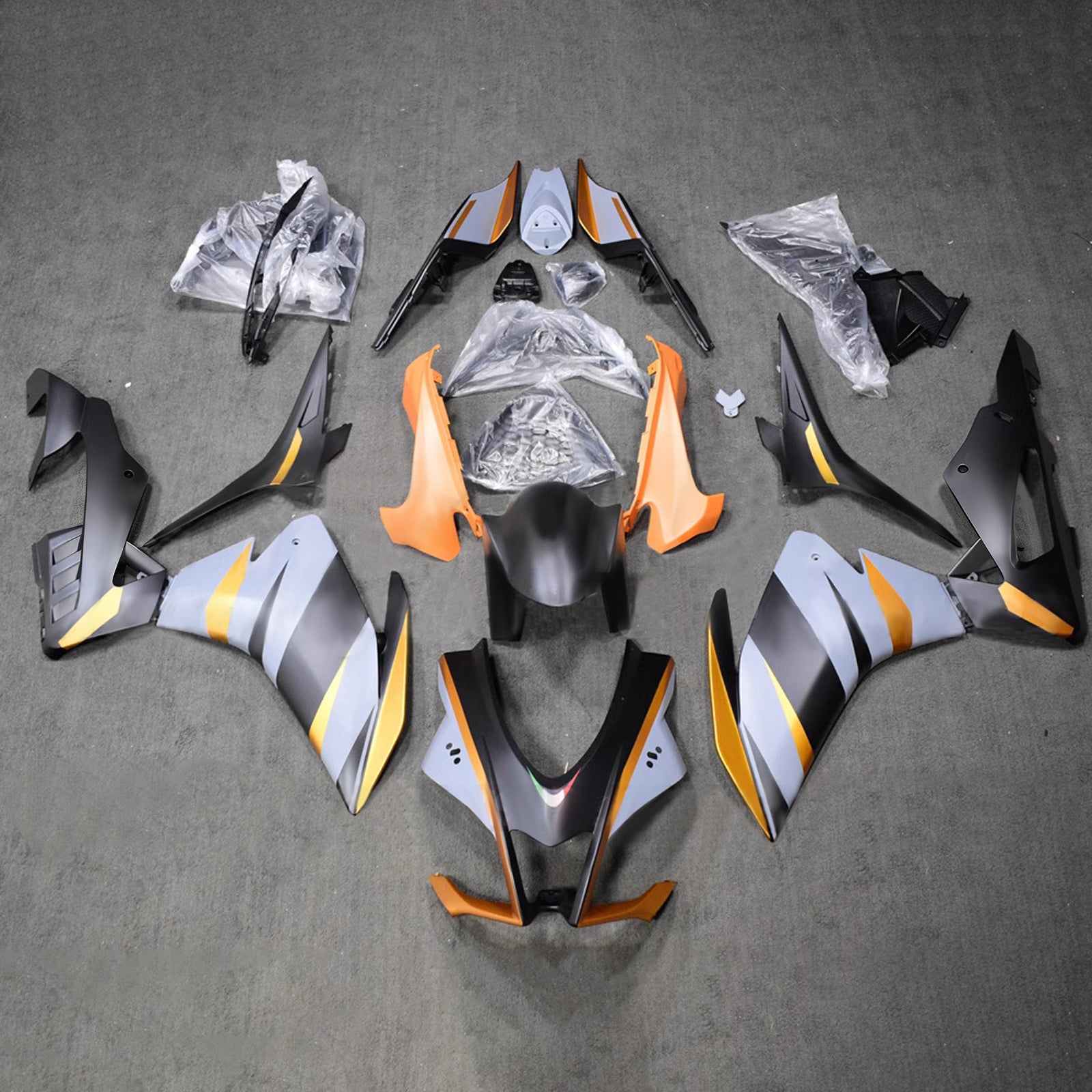 Amotopart 2016-2020 Aprilia RSV4 1000 Orange Gray Black Fairing Zestaw