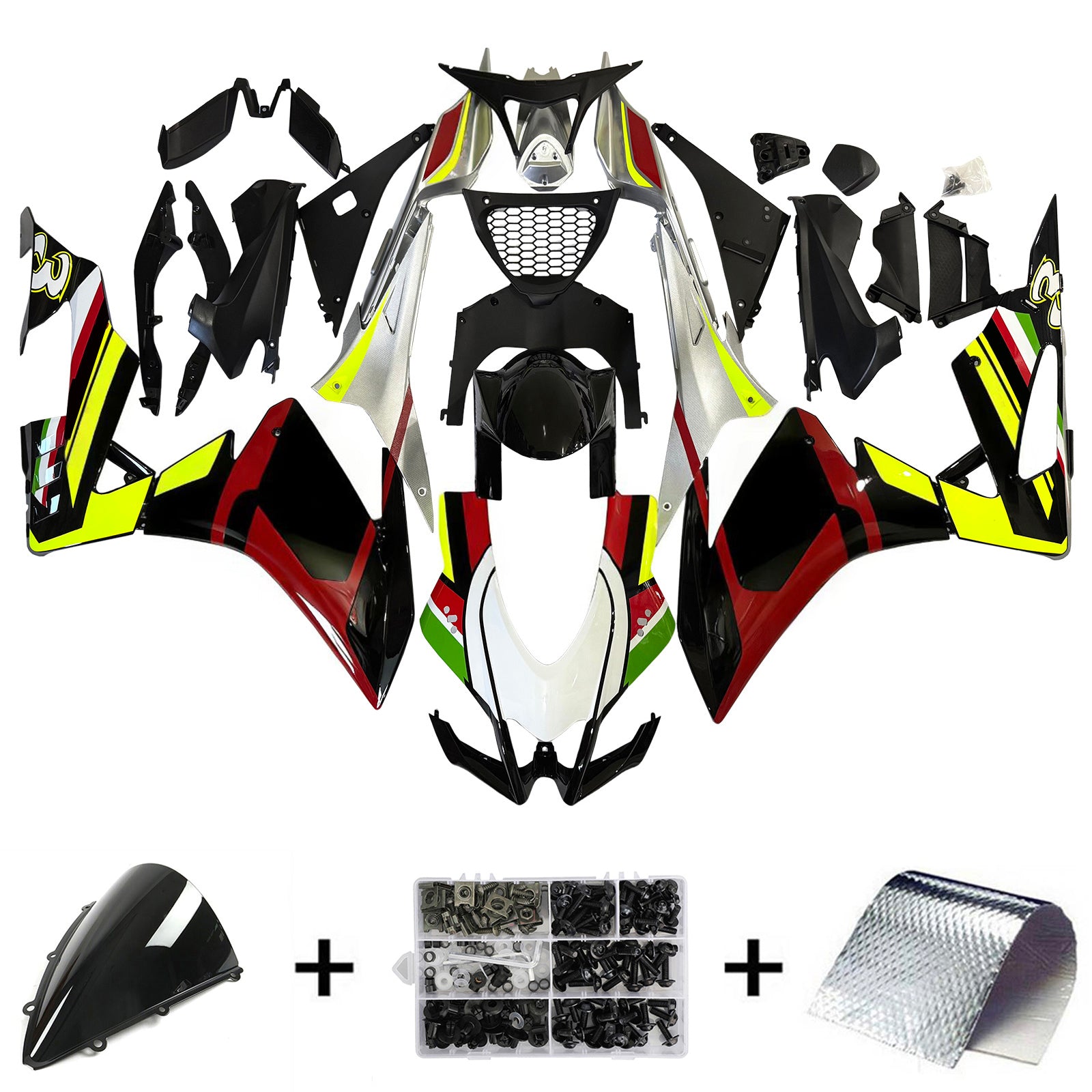 Amotopart 2016-2020 Aprilia RSV4 1000 Yellow Black Red Fairing Kit