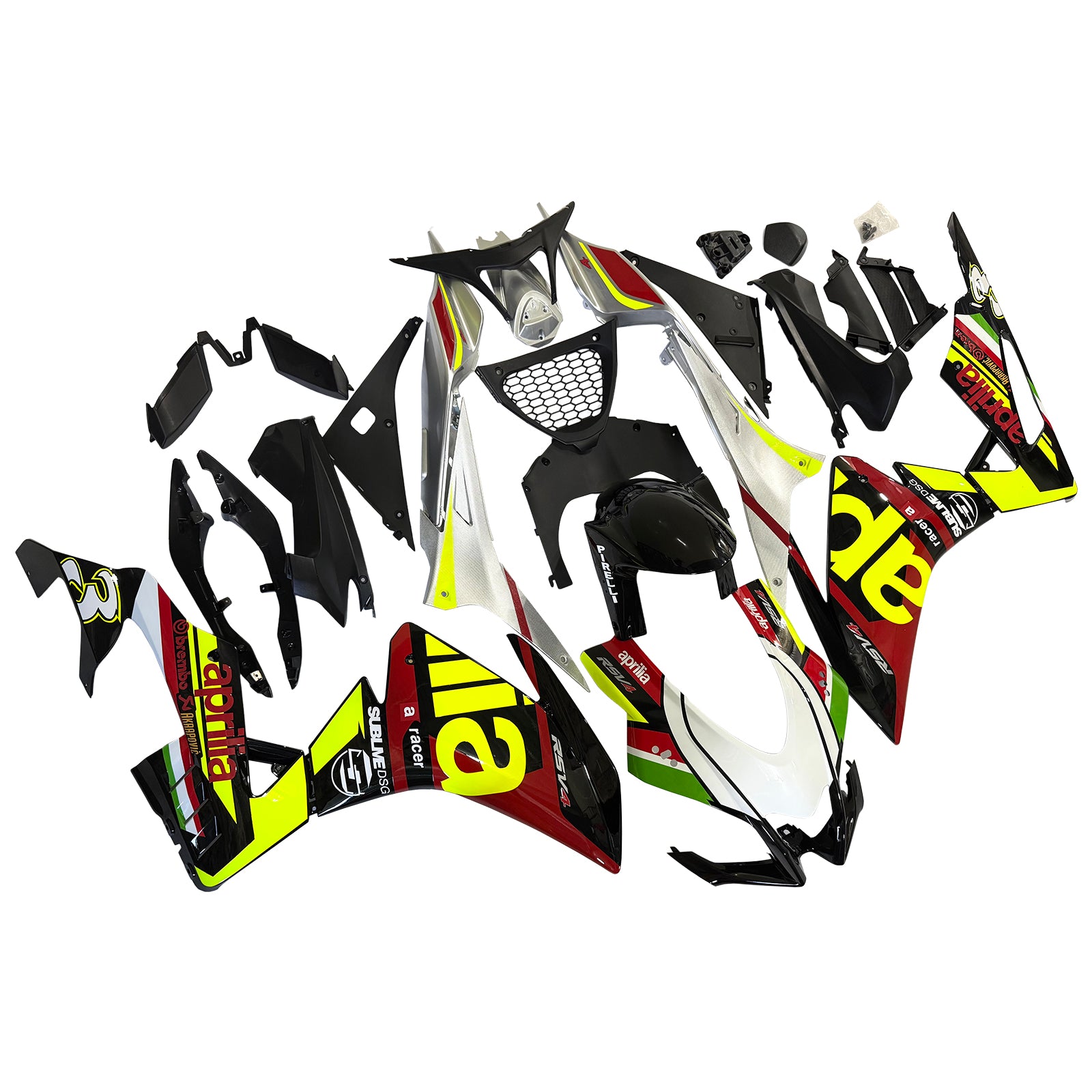 Amotopart 2016-2020 Aprilia RSV4 1000 Yellow Black Red Fairing Kit