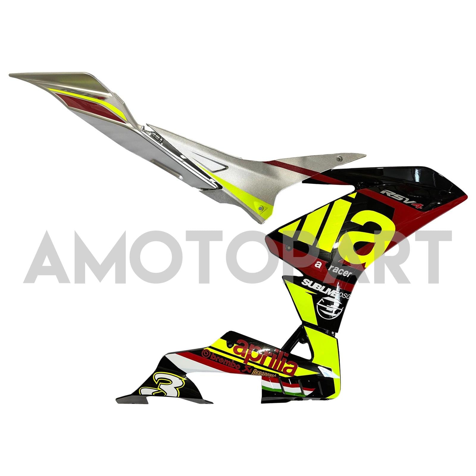 Amotopart 2016-2020 Aprilia RSV4 1000 Yellow Black Red Fairing Kit