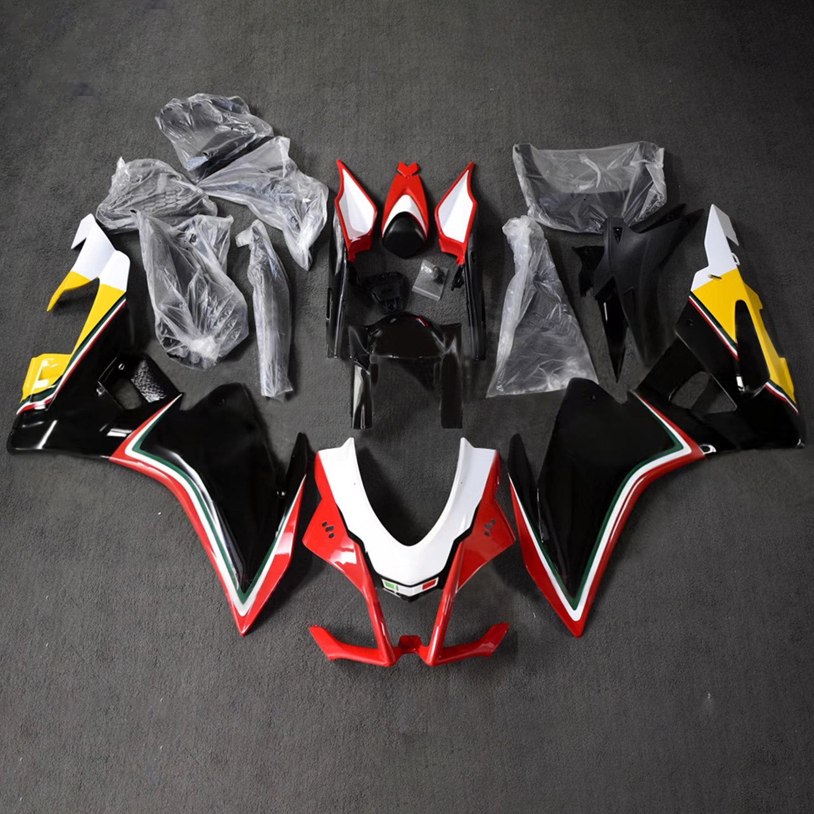 Amotopart 2016-2020 Aprilia RSV4 1000 White Red Black Yellow Fairing Zestaw