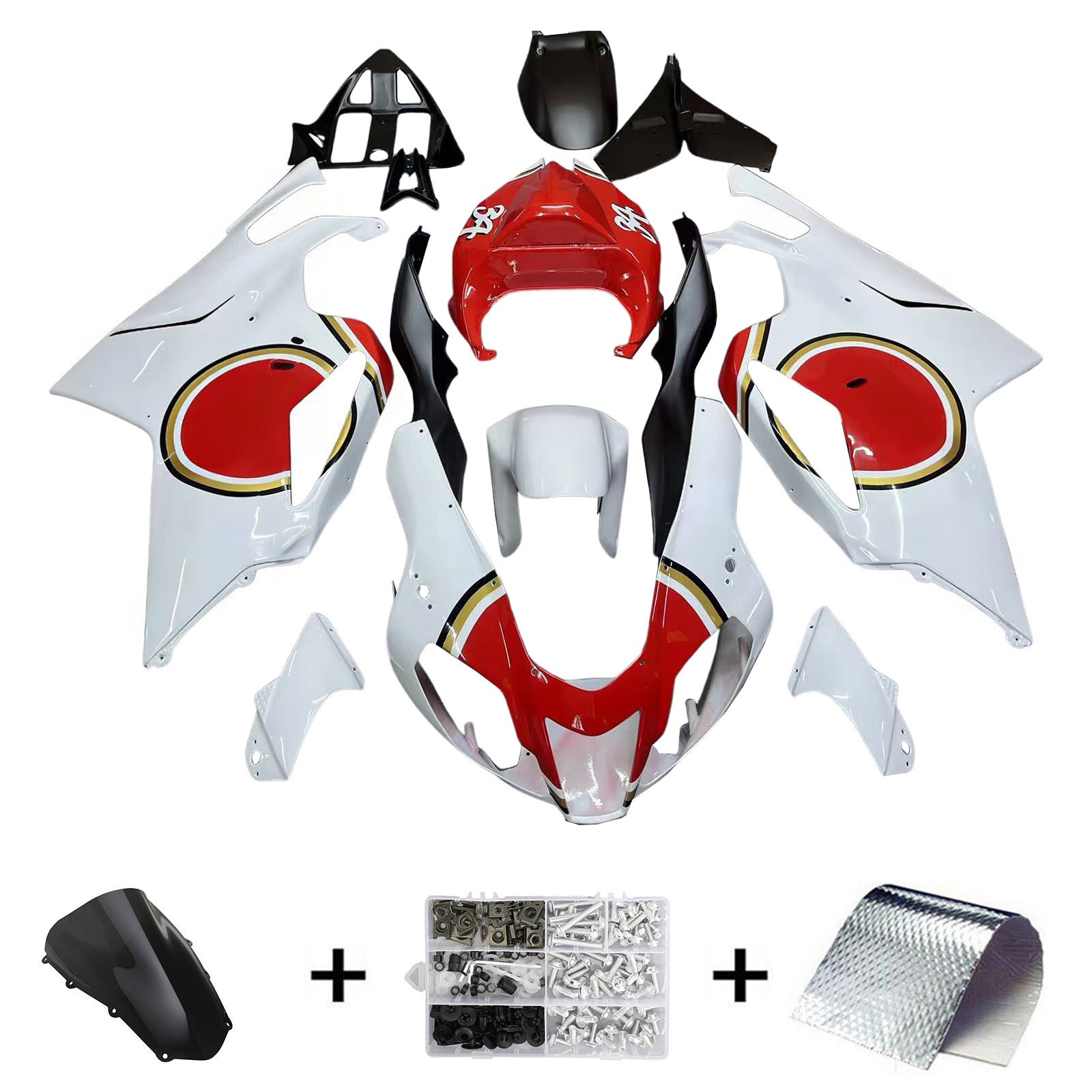 Amotopart 2003-2006 Aprilias RSV1000 Red&White Lucky Strike Fairing Kit