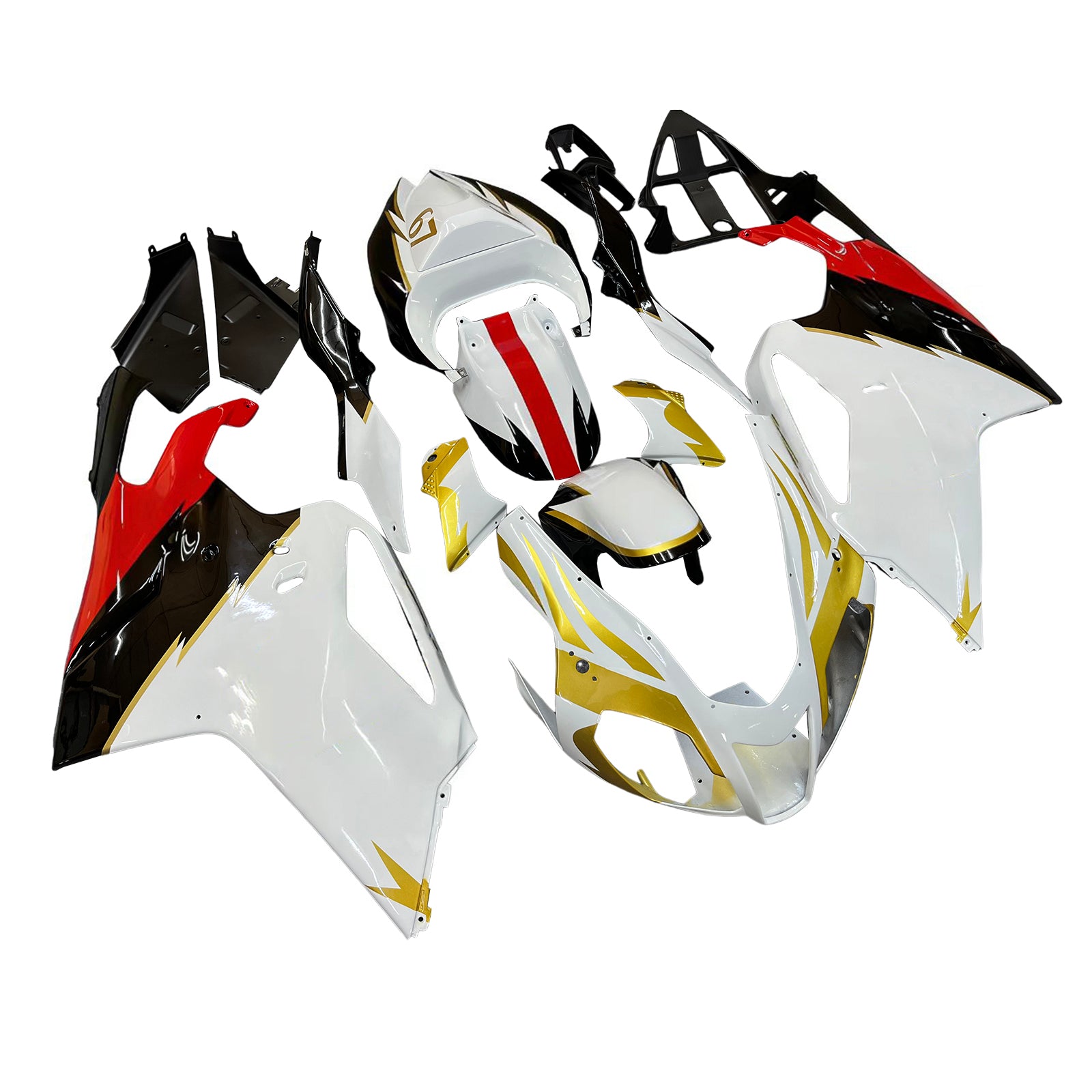 Amotopart 2003-2006 Aprilias RSV1000 White & Gold Fairing Kit