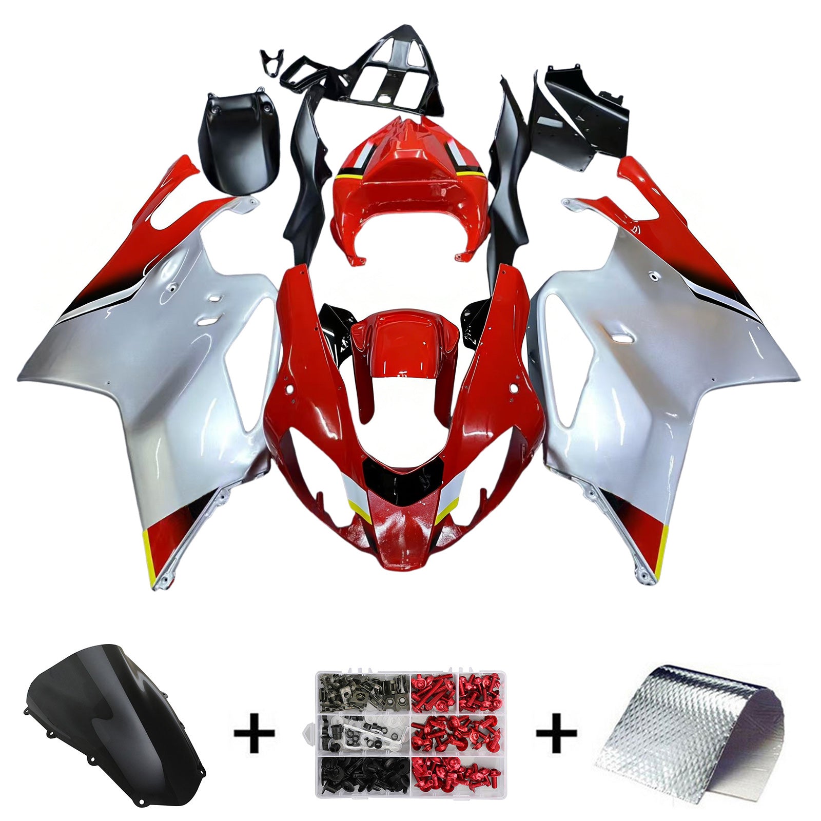 Amotopart 2003-2006 Aprilia RSV1000 Red&Grey Fairing Kit