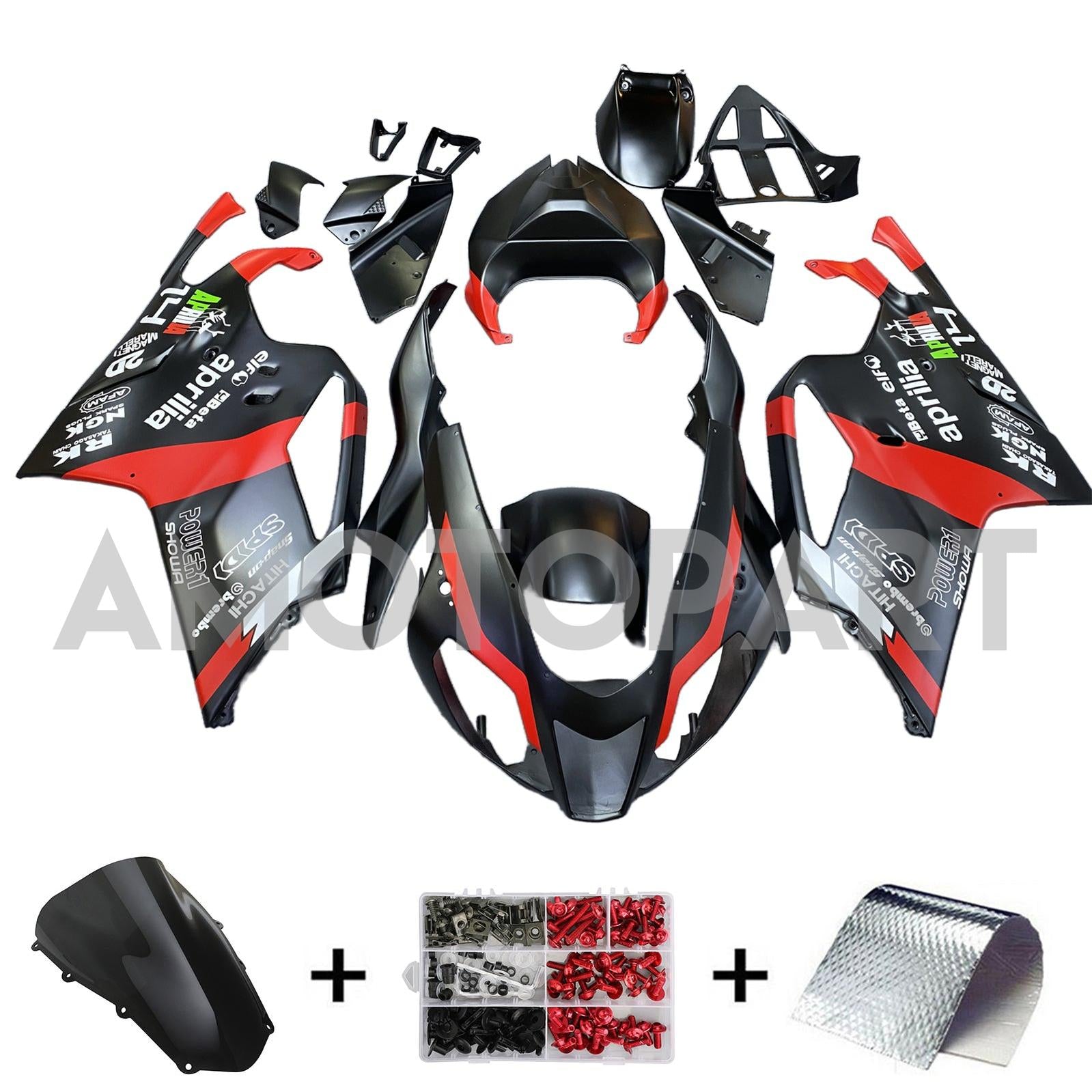 Amotopart 2003-2006 Aprilia RSV1000 Red&Black Style1 Fairing Kit