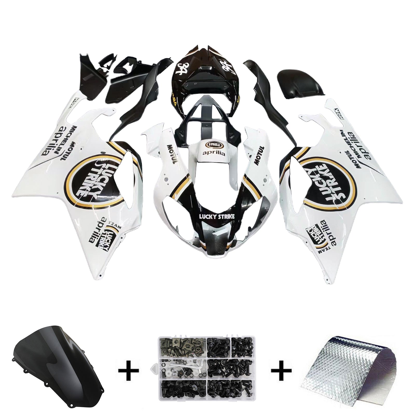 Amotopart 2003-2006 Aprilia RSV1000 White&Black Fairing Kit