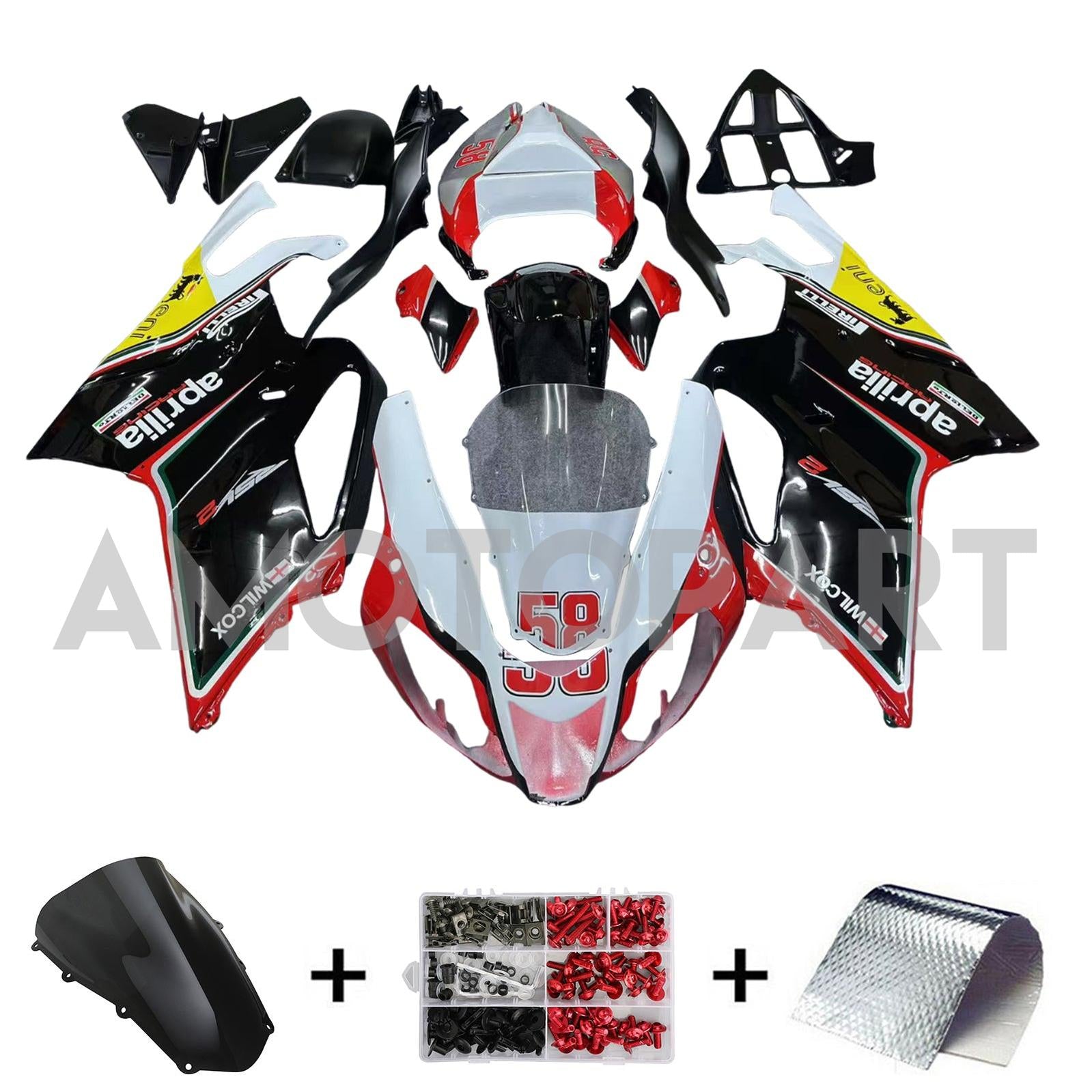Amotopart 2003-2006 Aprilia RSV1000 Red&Black Style3 Fairing Kit