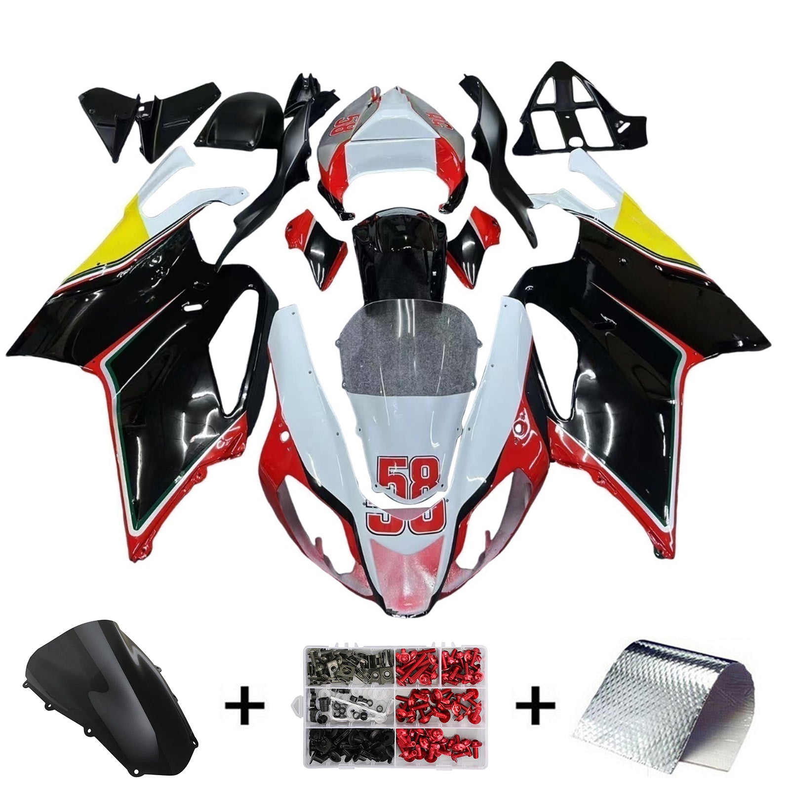 Amotopart 2003-2006 Aprilia RSV1000 Red & Black Style3 Fairing Kit