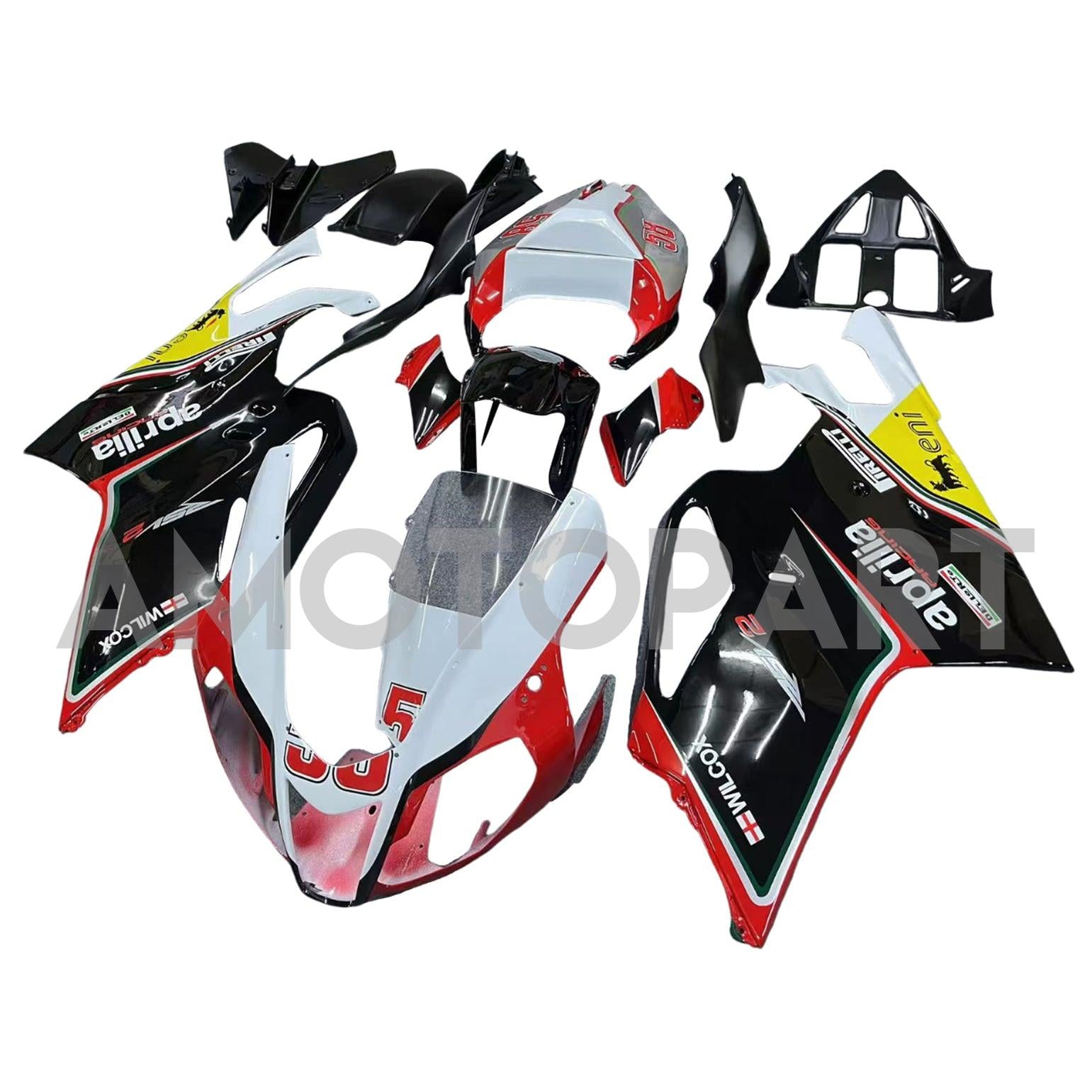Amotopart 2003–2006 Aprilia RSV1000 Rot&Schwarzes Style3-Verkleidungskit