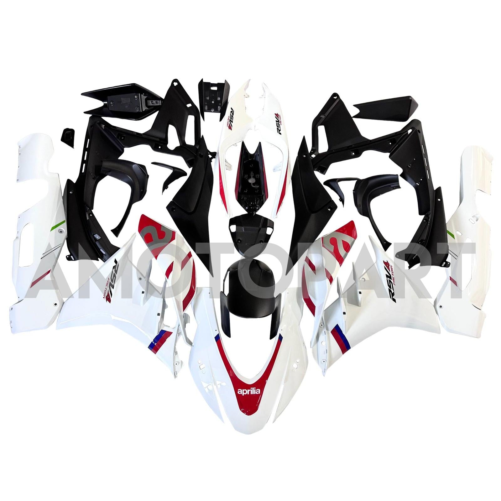 Amotopart 2022-2024 Aprilia RSV4 1100 White Red Fairing Kit