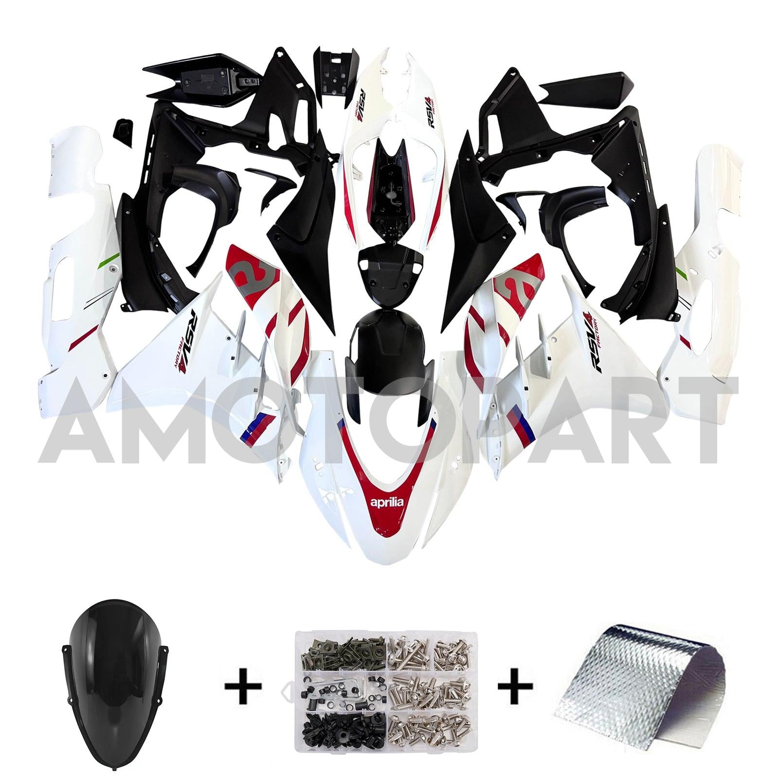 Amotopart 2022-2024 Aprilia RSV4 1100 White Red Fairing Kit