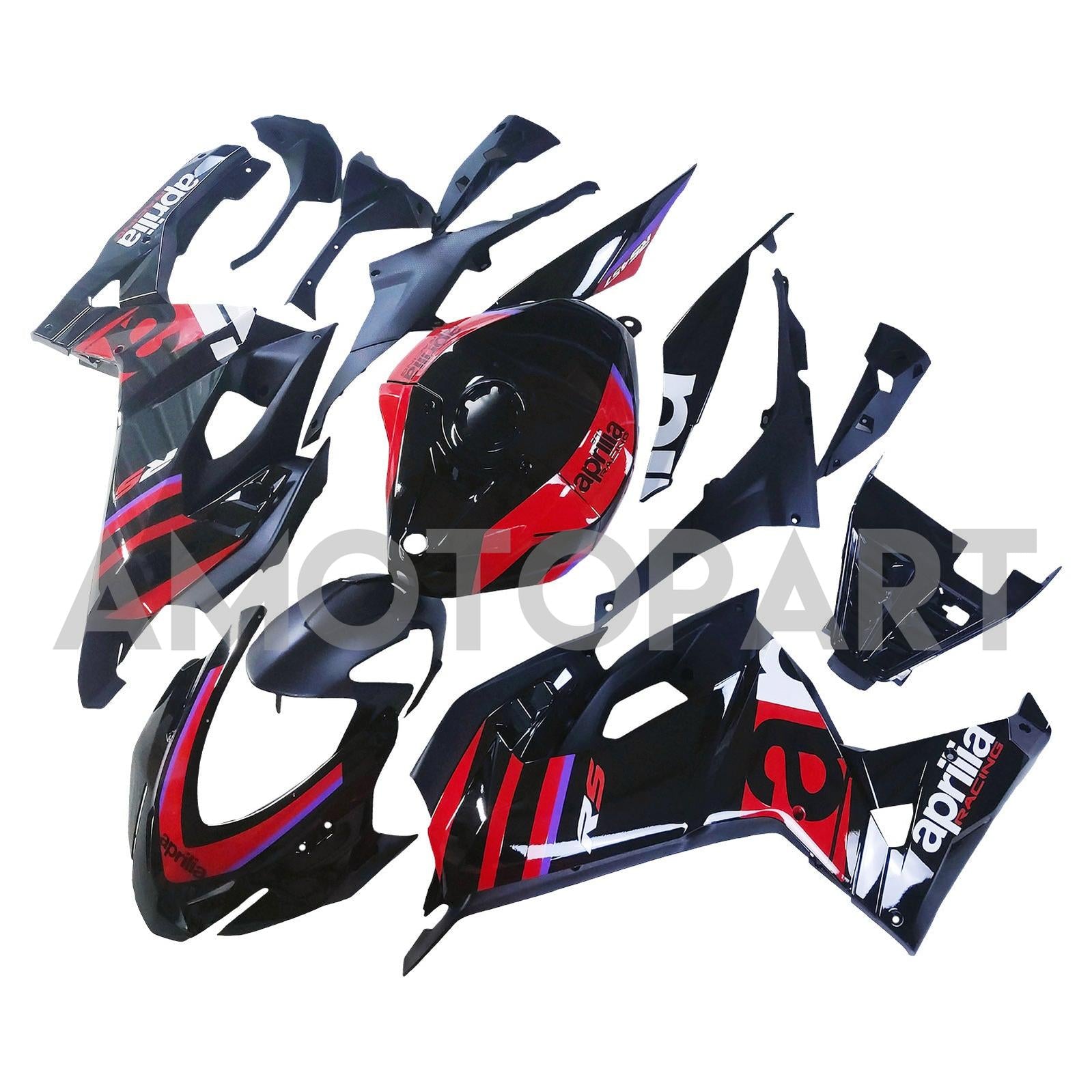 Amotopart 2024-2025 Aprilia Rs 457 Schwarzes Rotverkleidungskit
