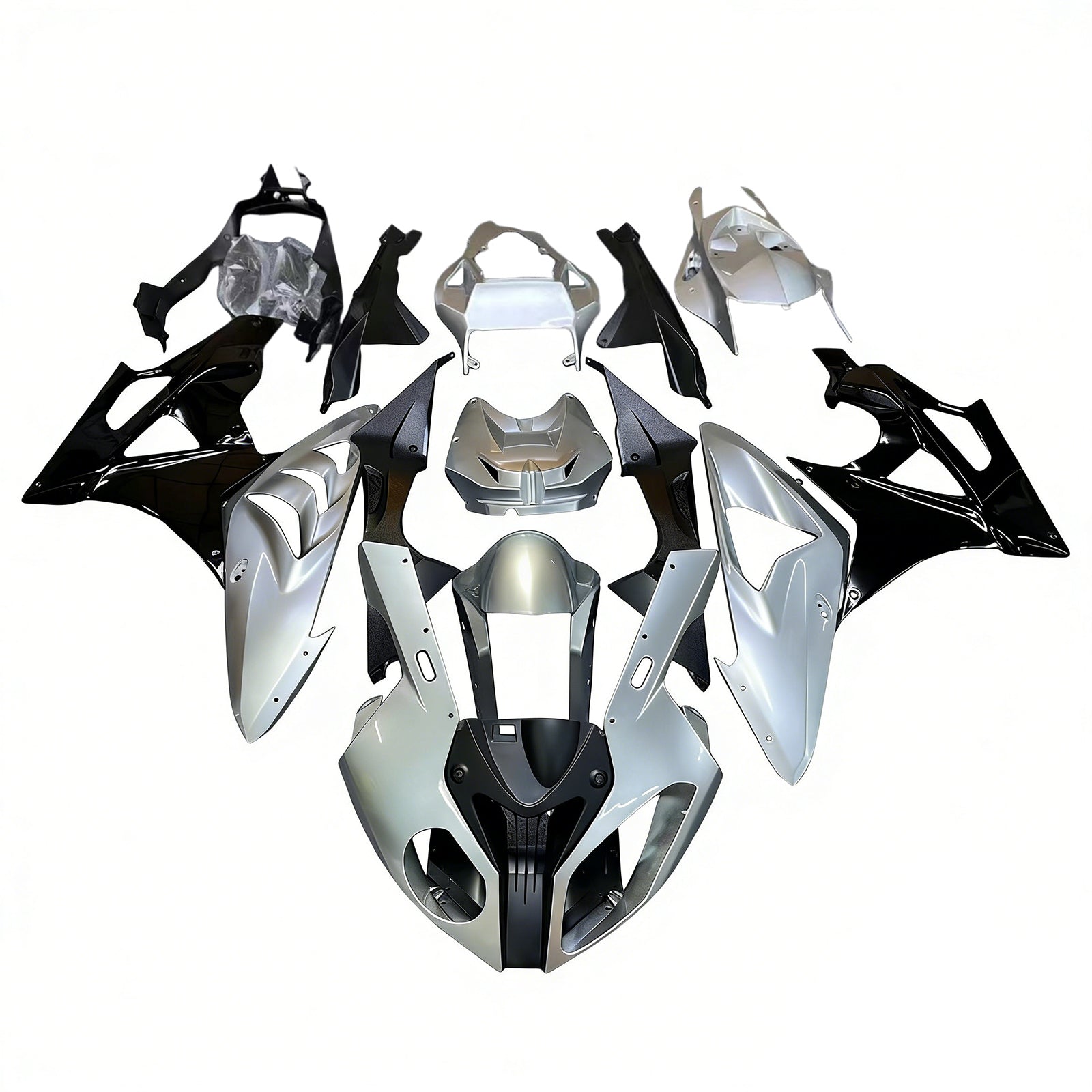 Amotopart 2009-2014 BMW S1000RR Sliver Black Fairing Kit