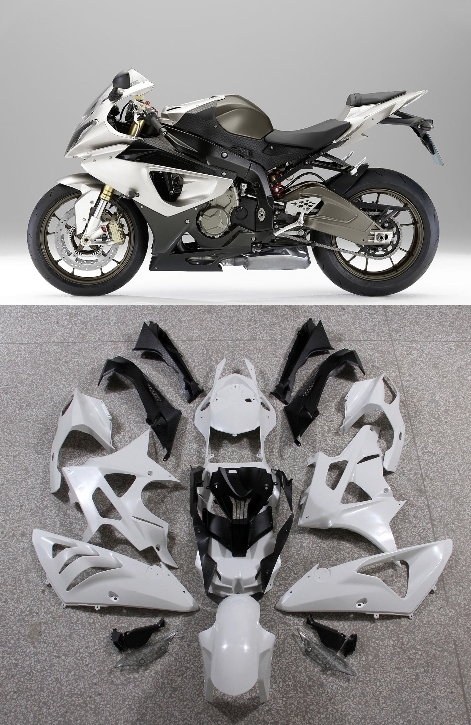 Amotopart 2009-2014 BMW S1000RR Black Sliver Fairing Kit