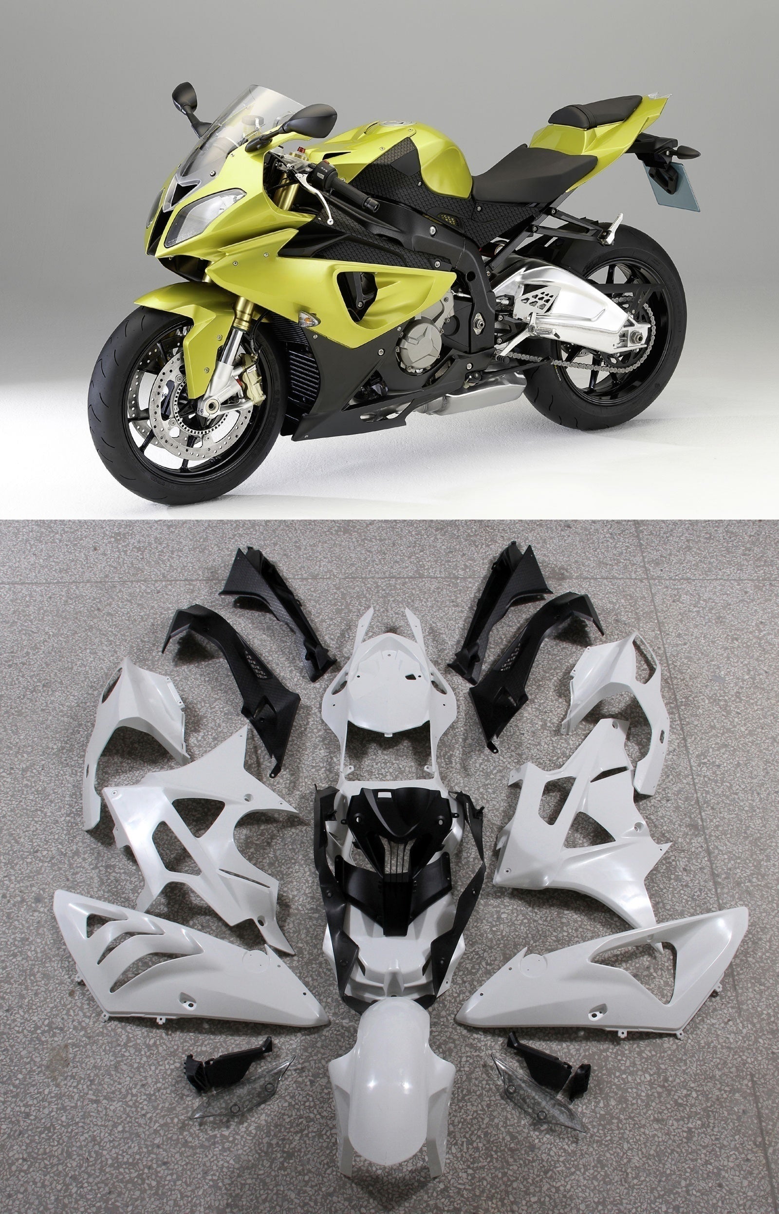 Amotopart 2009-2014 BMW S1000RR Yellow Green Fairing Kit