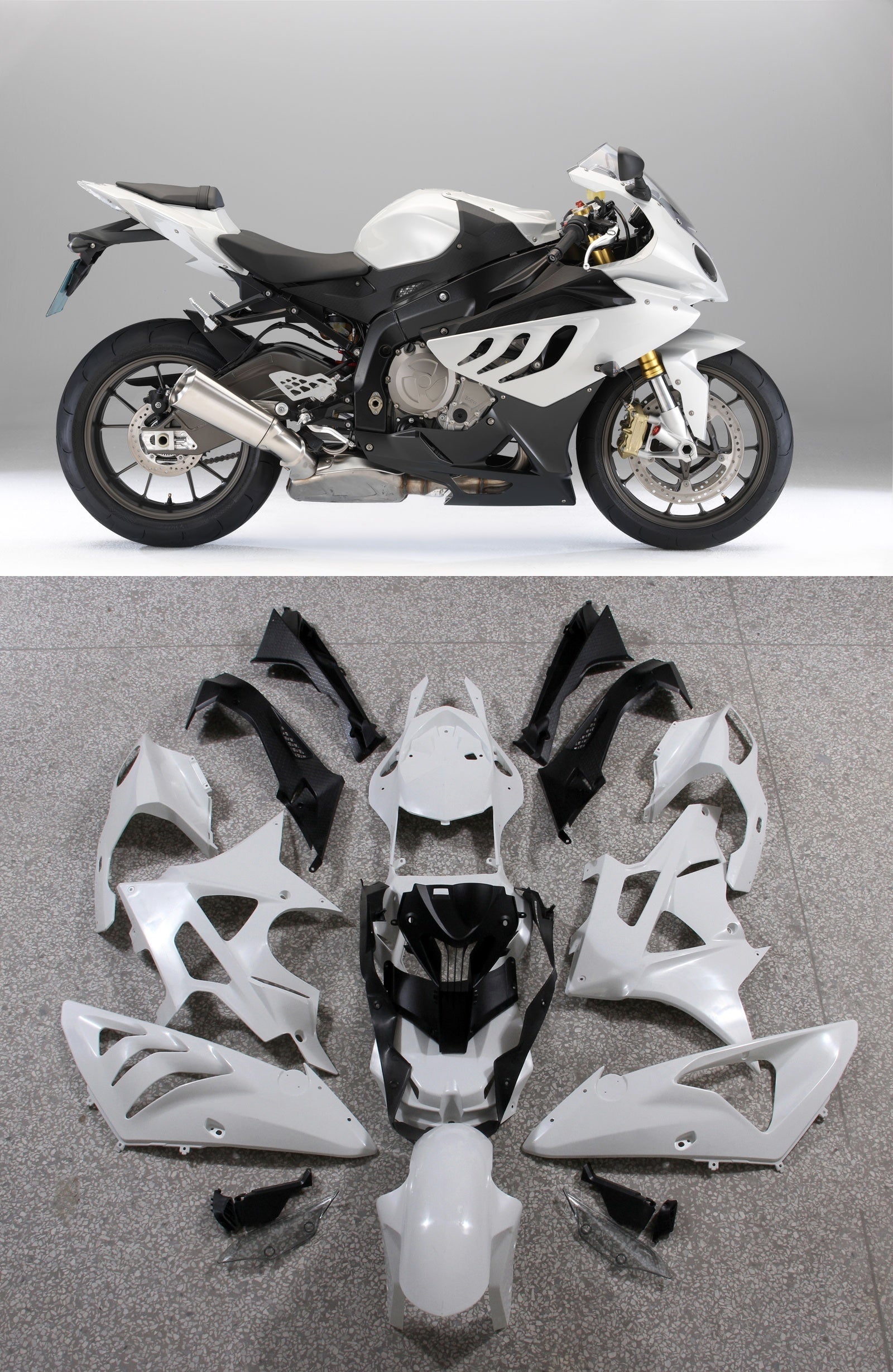 Amotopart 2009-2014 BMW S1000RR White Fairing Kit