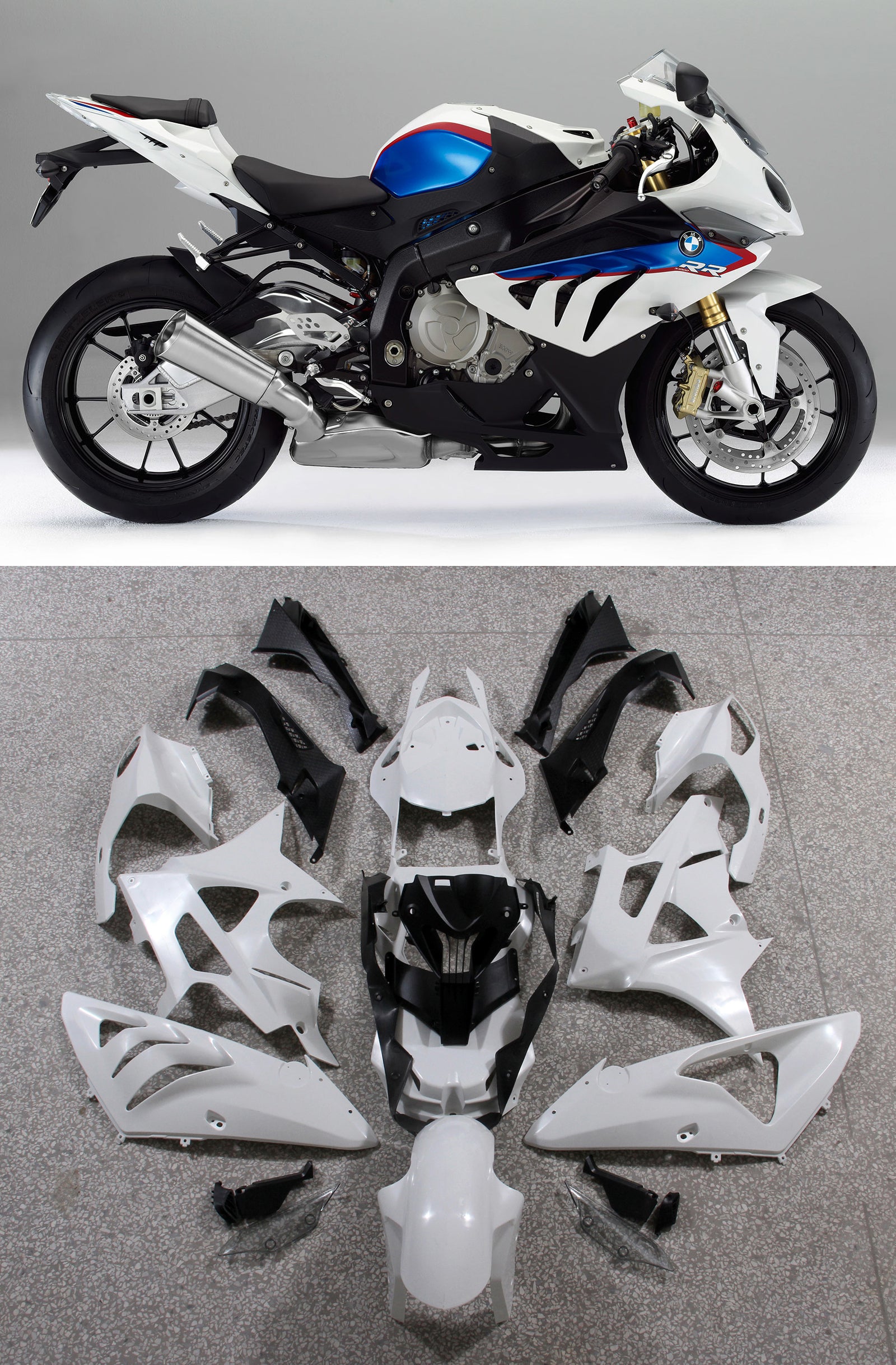 Amotopart 2009-2014 BMW S1000RR Kit de carenado azul blanco