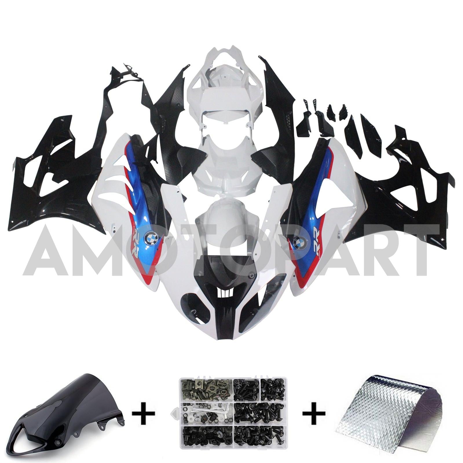 Amotopart BMW S1000RR 2009-2014 Blue & Red Style4 Fairing Kit