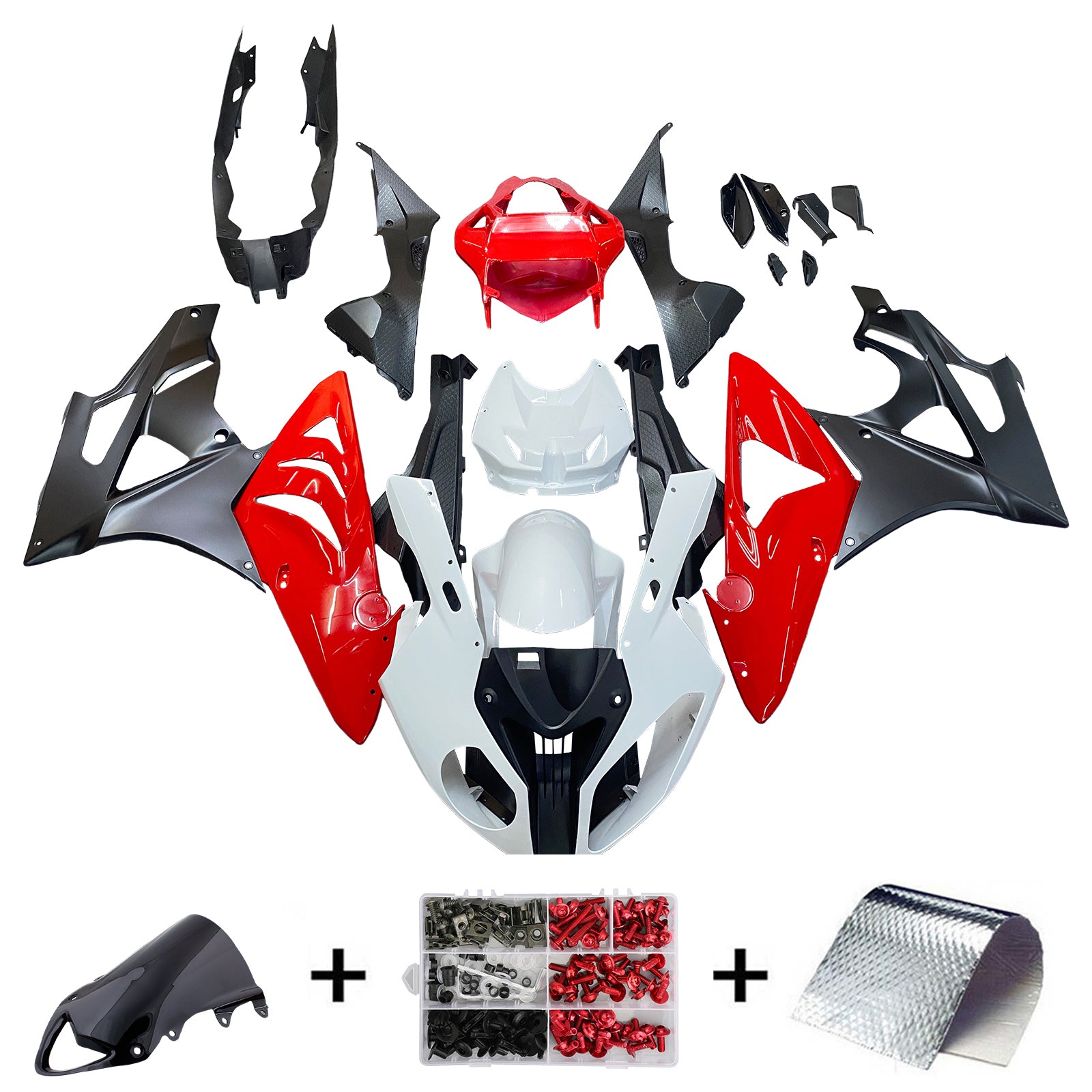 Amotopart BMW S1000RR 2009-2014 Kit de carenado estilo 5 blanco y rojo