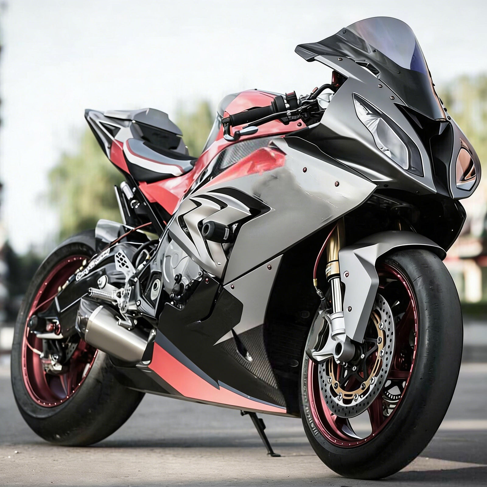 Amotopart 2009-2014 S1000RR BMW Grey&Red Fairing Kit