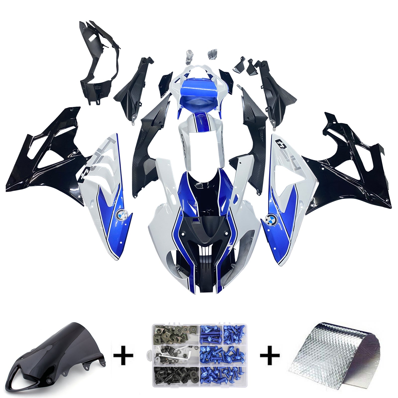 Amotopart 2009-2014 BMW S1000RR Kit de carenado azul y blanco