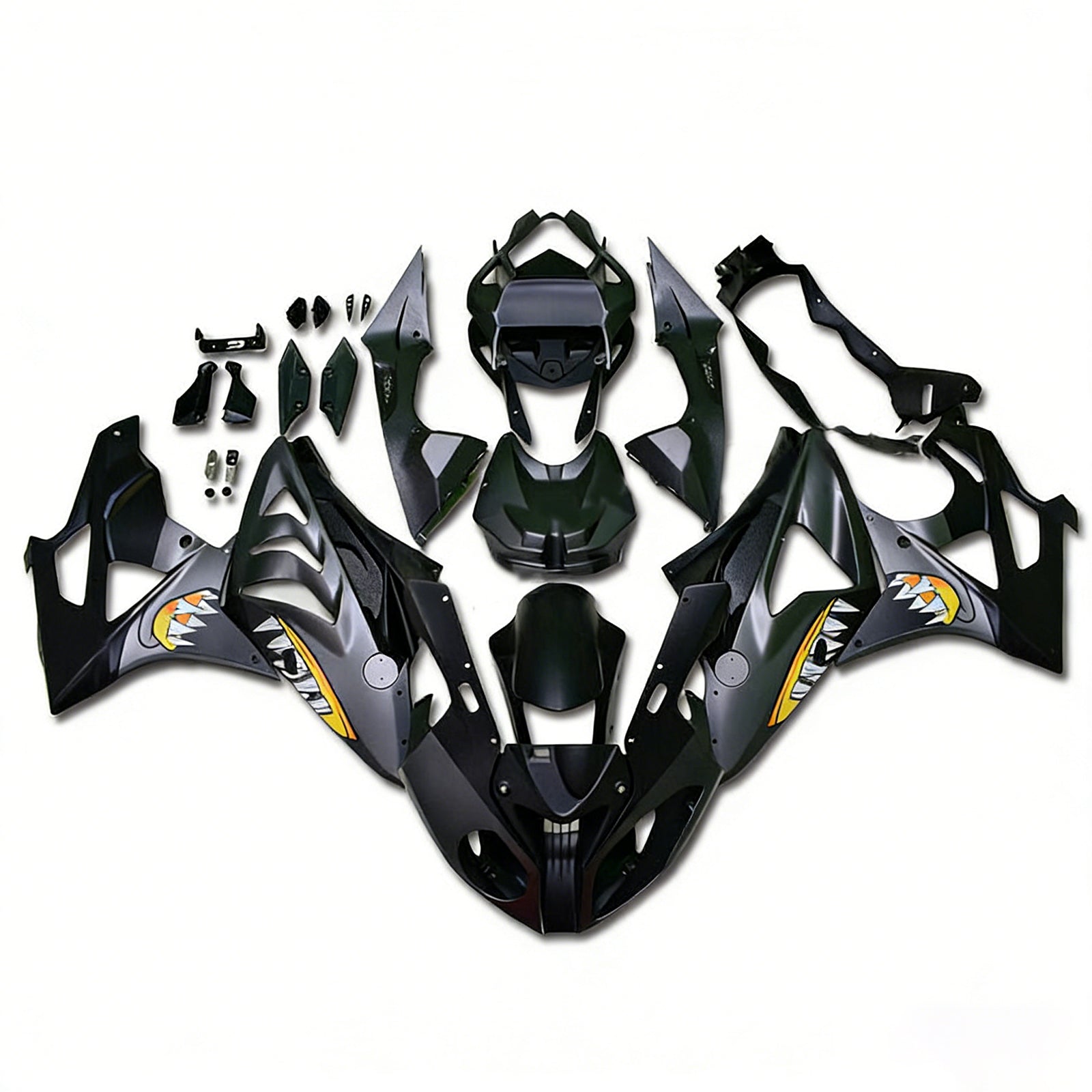 Amotopart 2009-2014 BMW S1000RR Black with Shark Teeth Fairing Kit