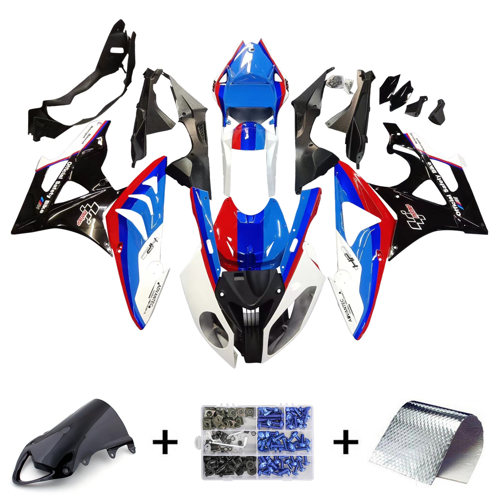 Amotopart 2009-2014 BMW S1000RR vzorec uhlíkových vláken bílé kapky