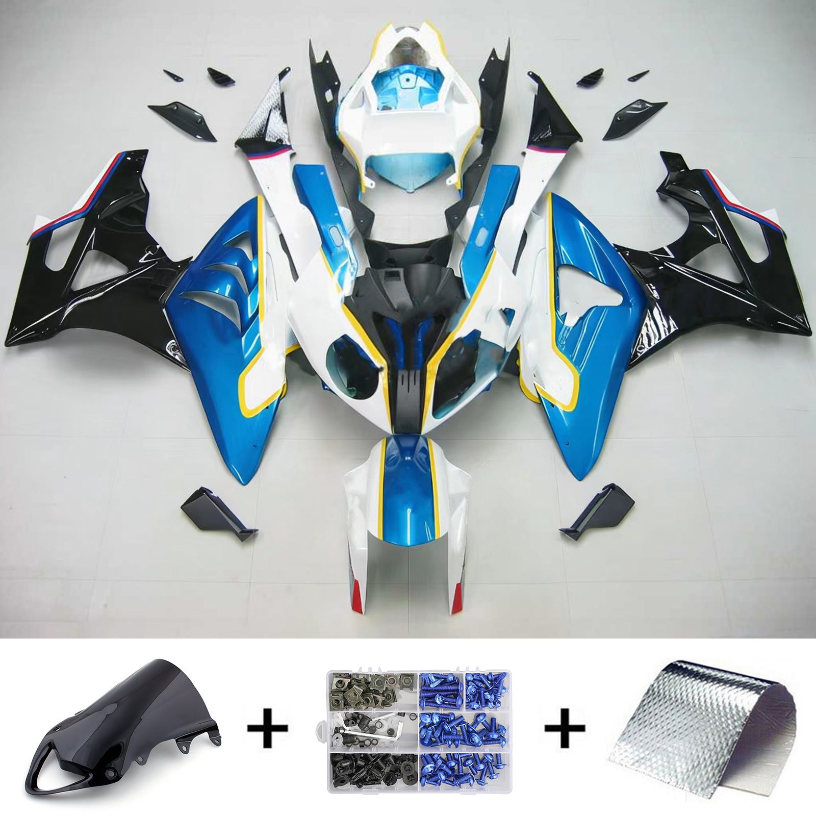 Amotopart 2009-2014 BMW S1000RR Blue&White Fairing Kit