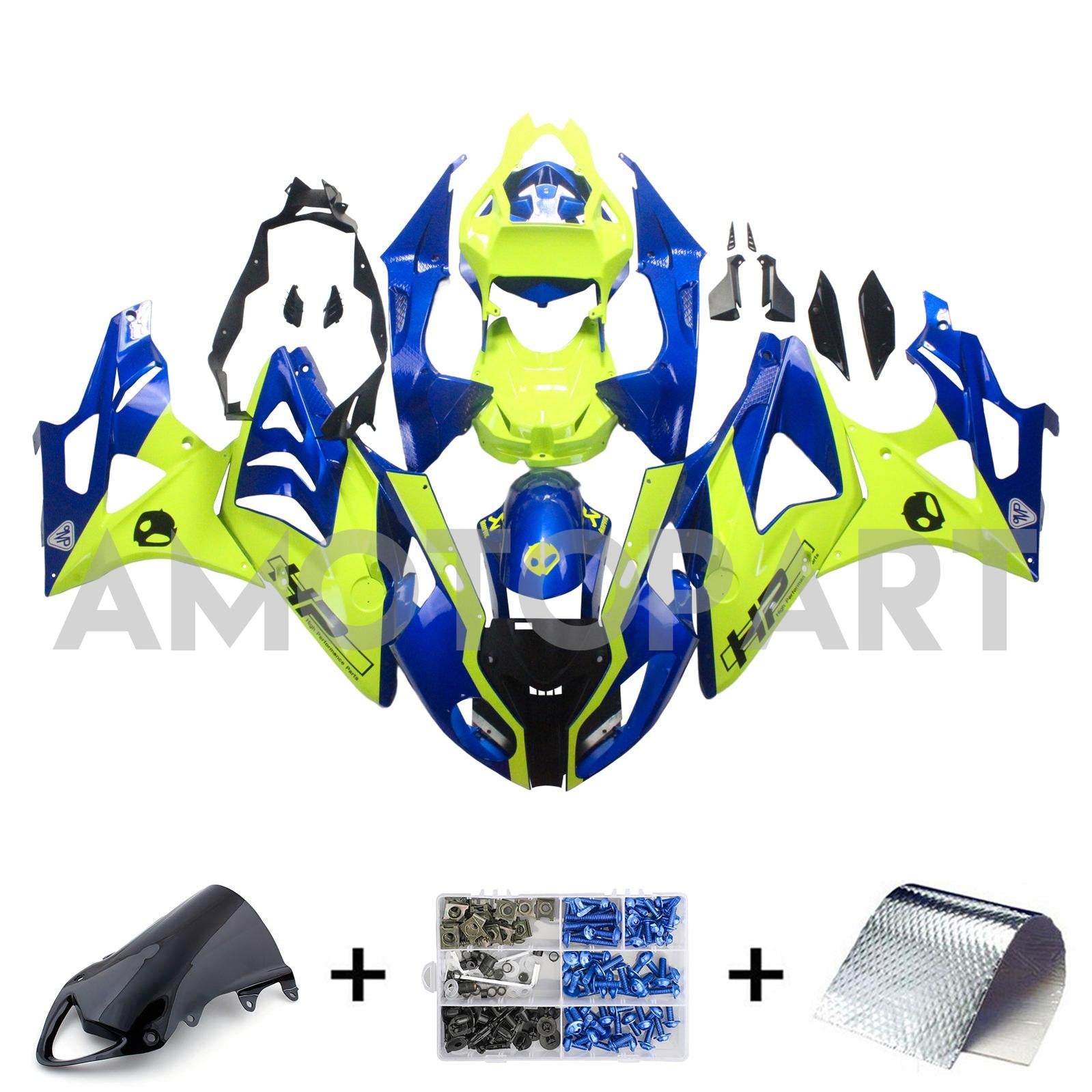 Amotopart 2009-2014 BMW S1000RR Kit de carenado azul y amarillo