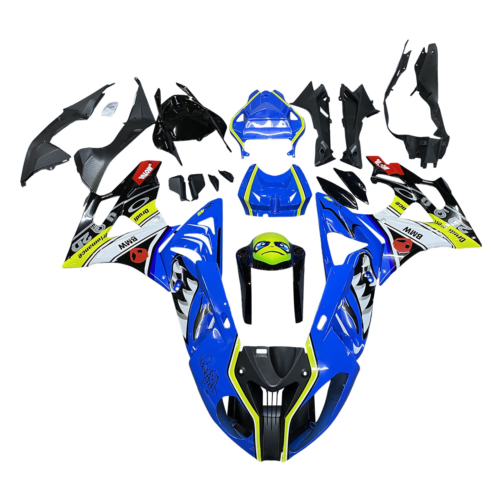 Amotopart BMW S1000RR 2009-2014 ブルー&イエロー モンスター フェアリング キット