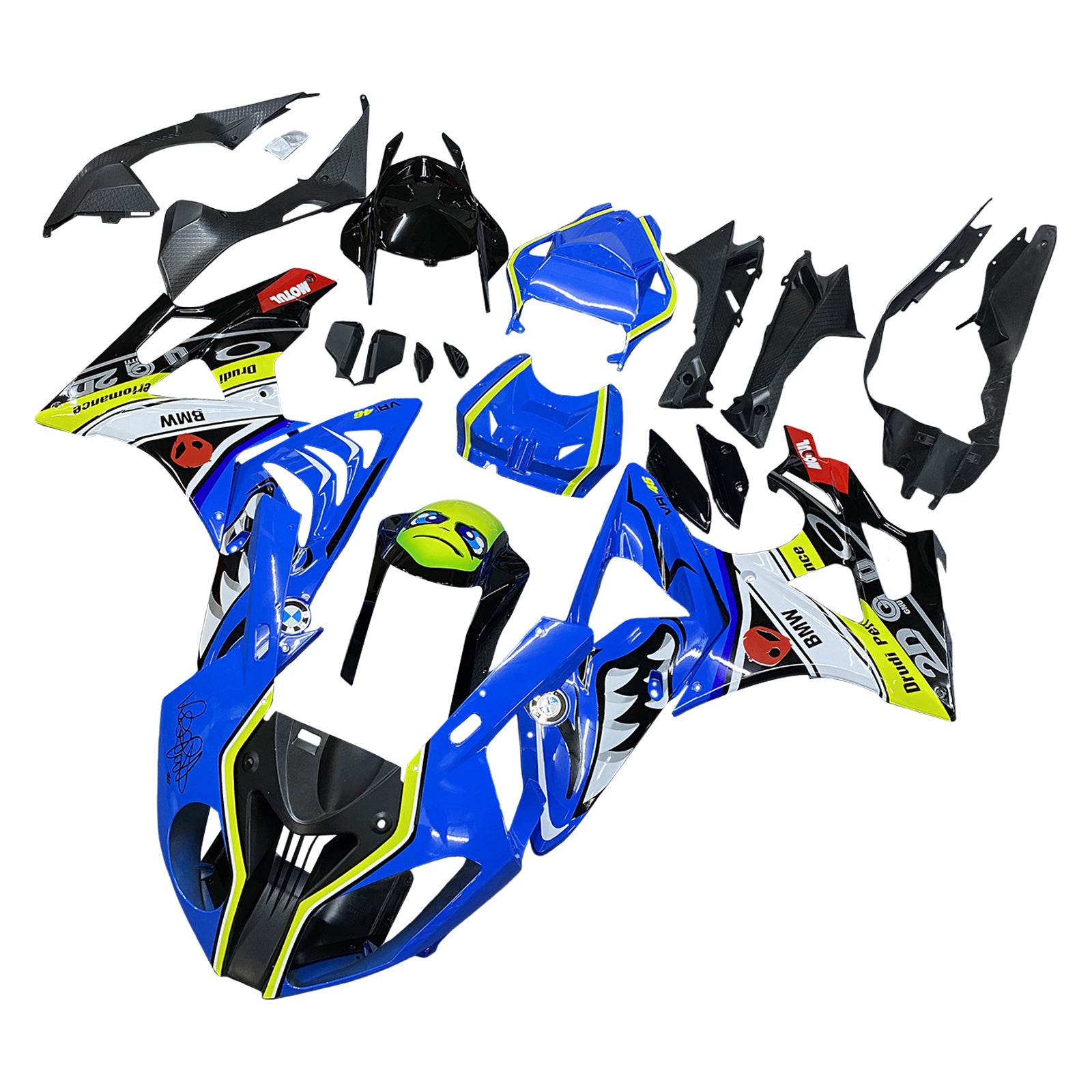 Amotopart BMW S1000RR 2009-2014 ブルー&イエロー モンスター フェアリング キット