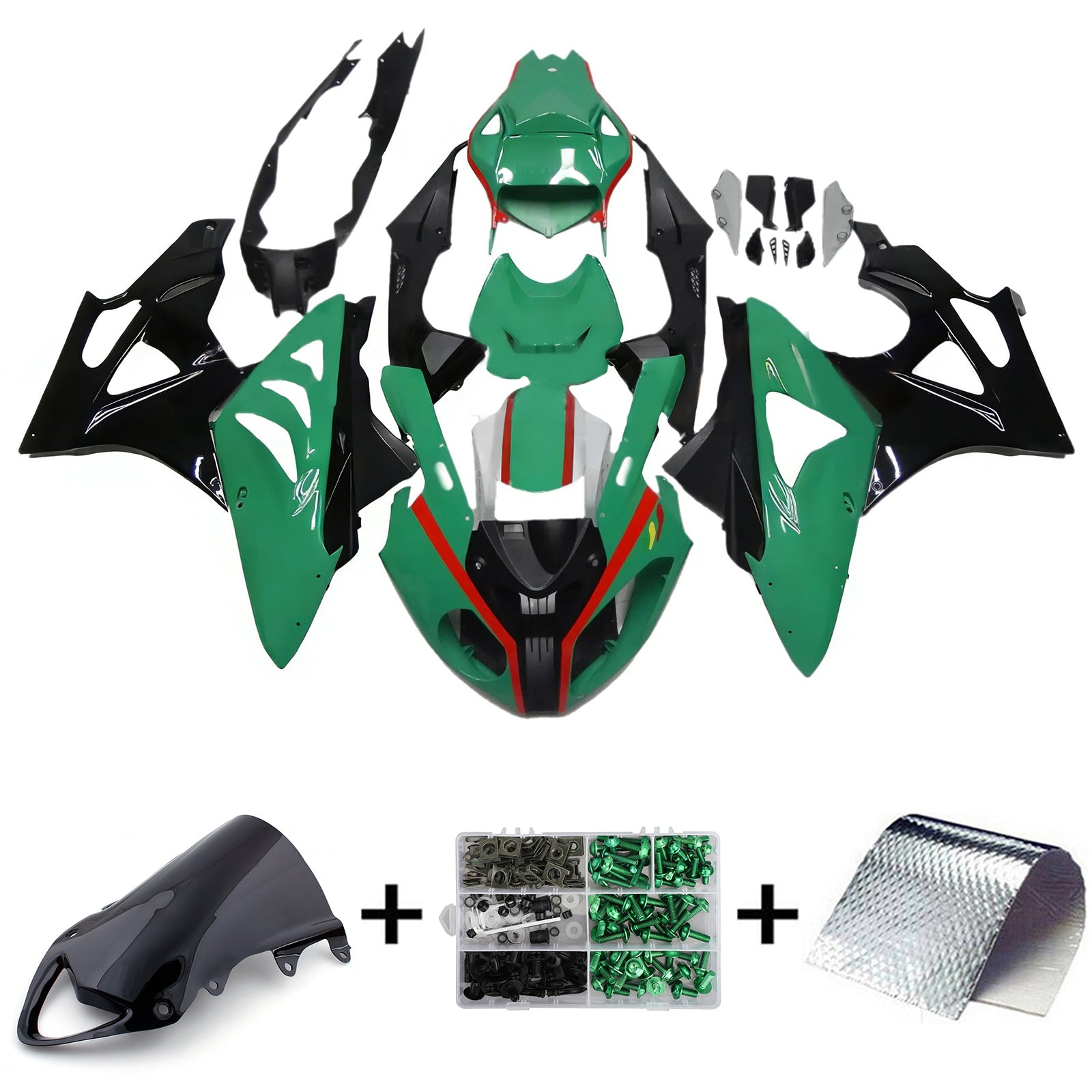 Amotopart BMW S1000RR 2009–2014 grünes Verkleidungsset